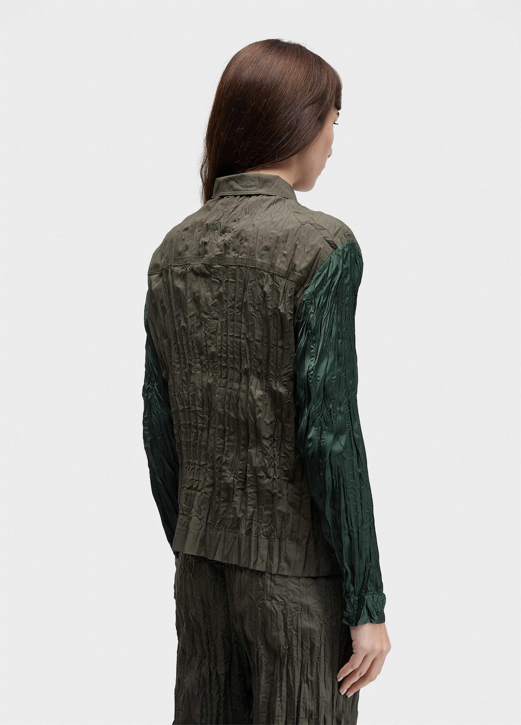 JAQUETA WRINKLED SATIN + TRICOLINE