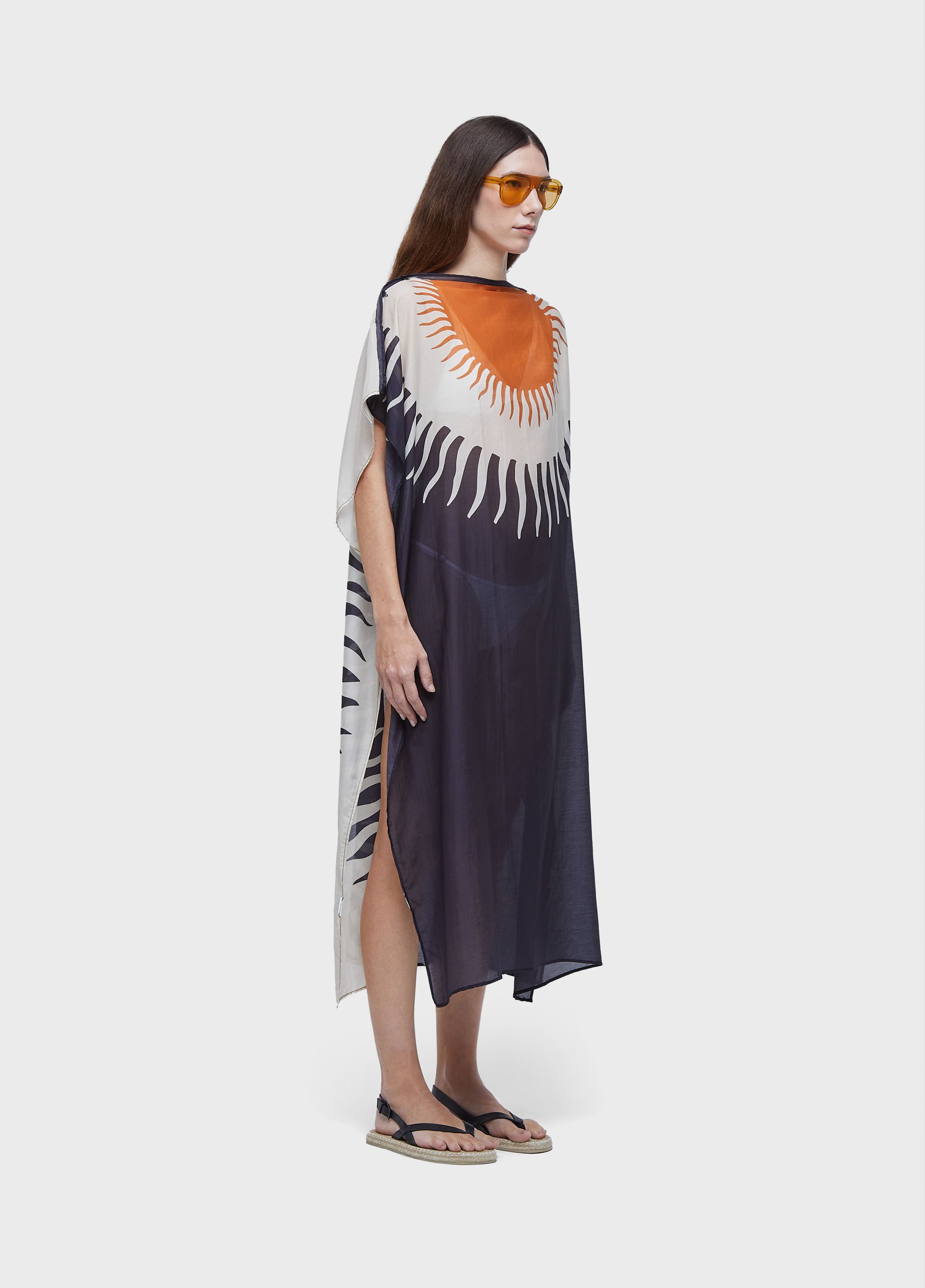 VESTIDO SCARF SOL DUO PRETO/LARANJA