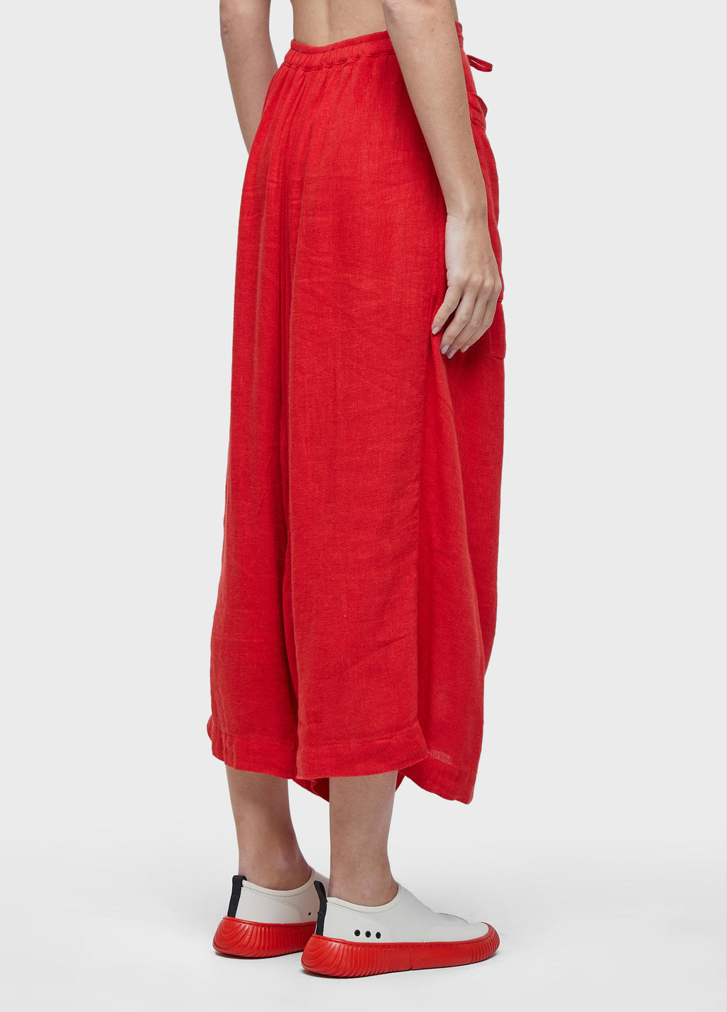 CALCA AMPLA LINHO RECICLADO VERMELHO