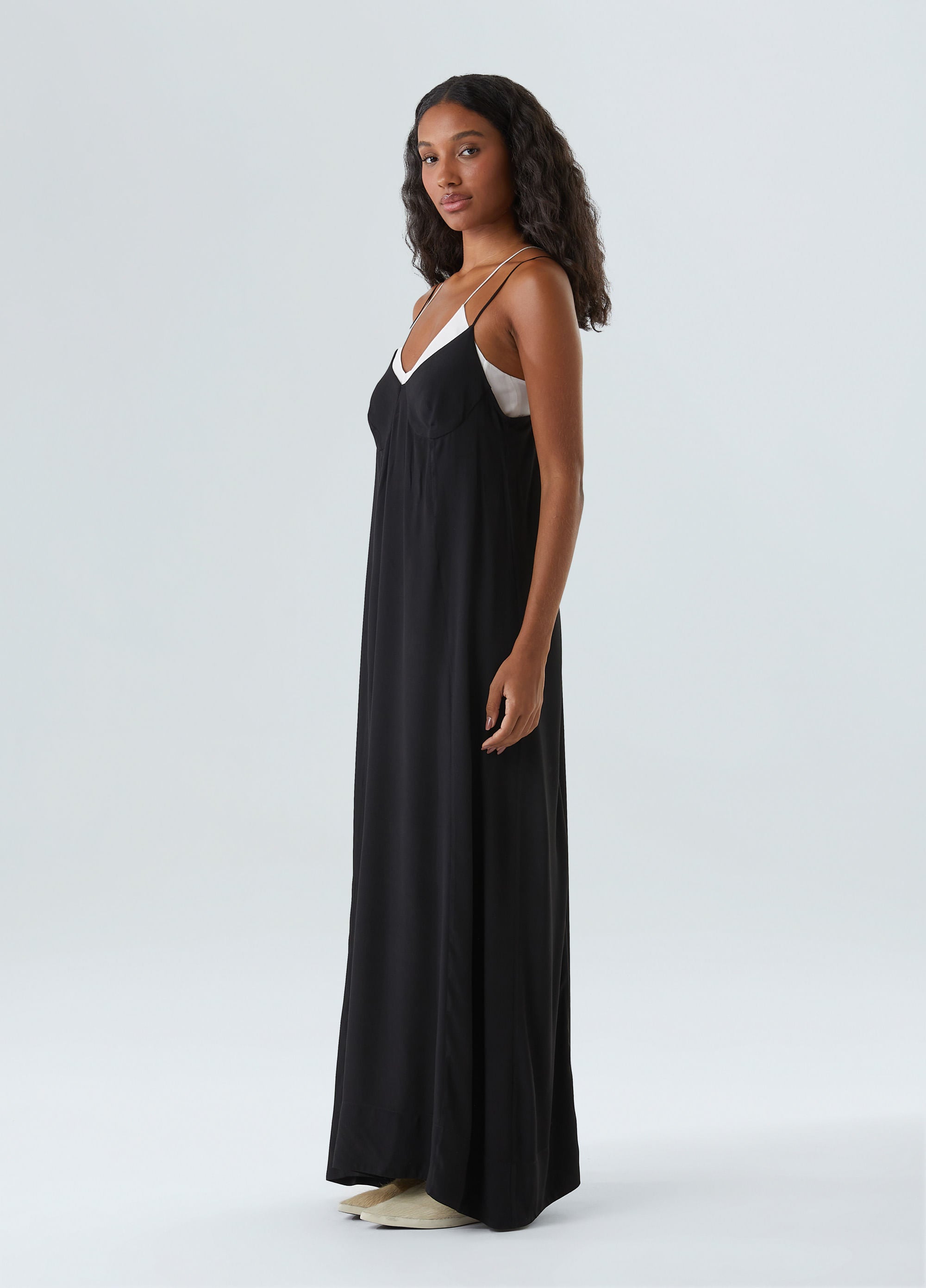 VESTIDO SOBREPOSIÇÃO ALÇAS MIDI
