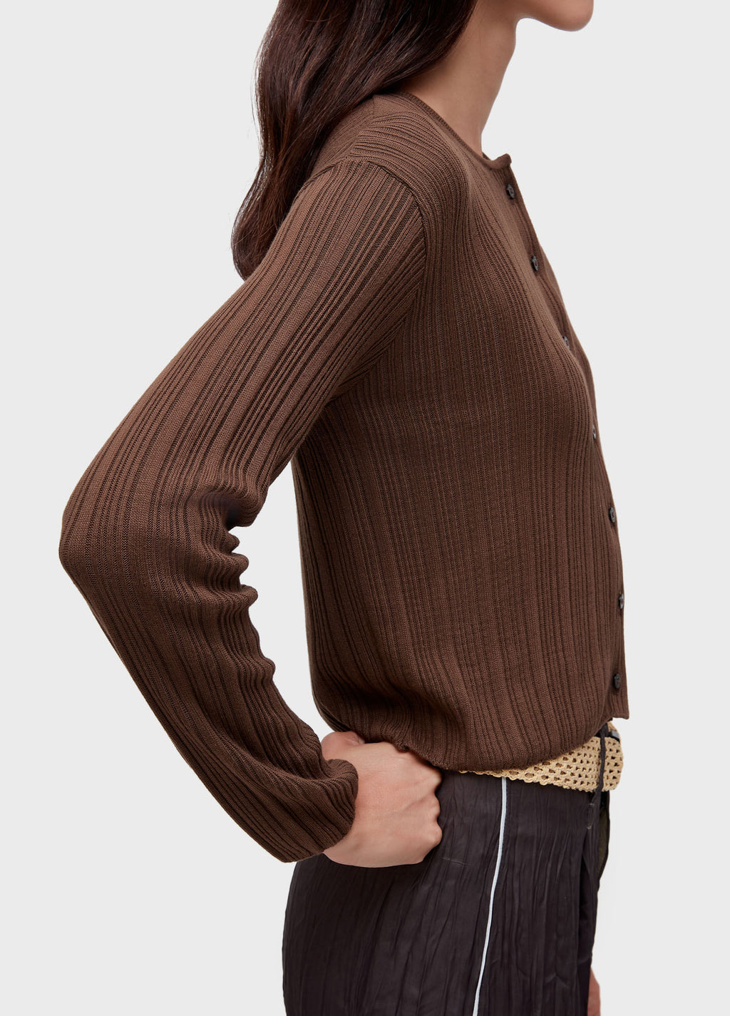 CARDIGAN TRICOT CANELADO IRREGULAR