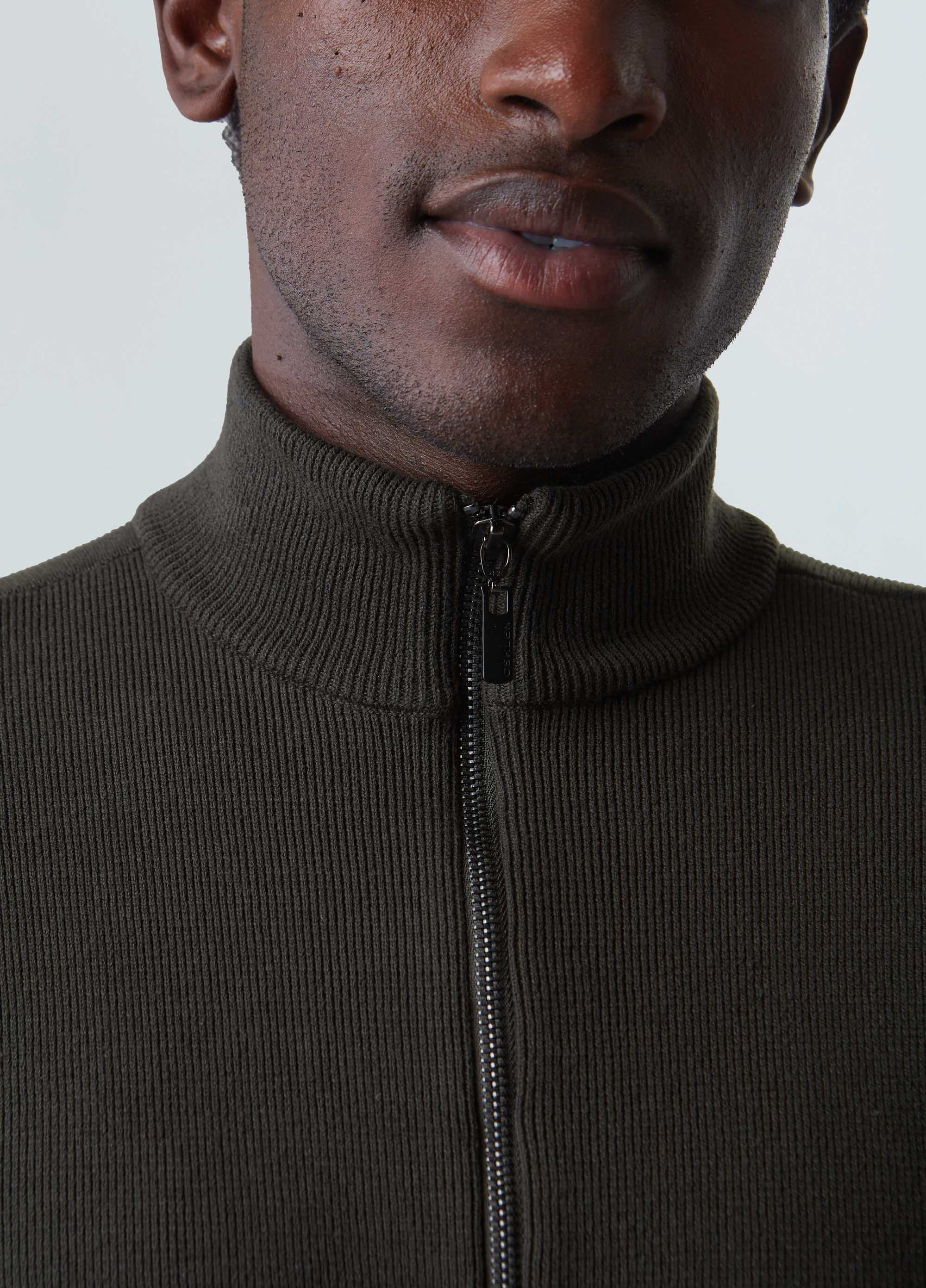 SWEATER TRICOT ZIPPED COTTON