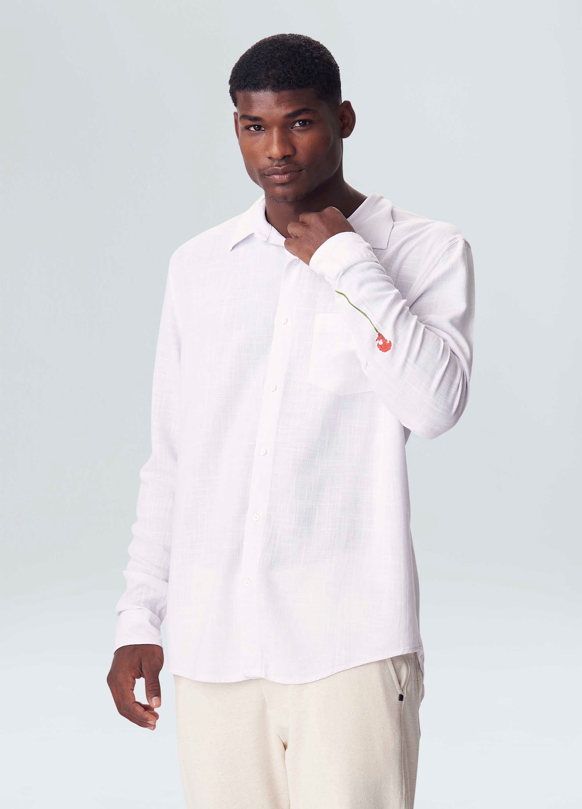 CAMISA FLOR CRISTA ML BRANCO