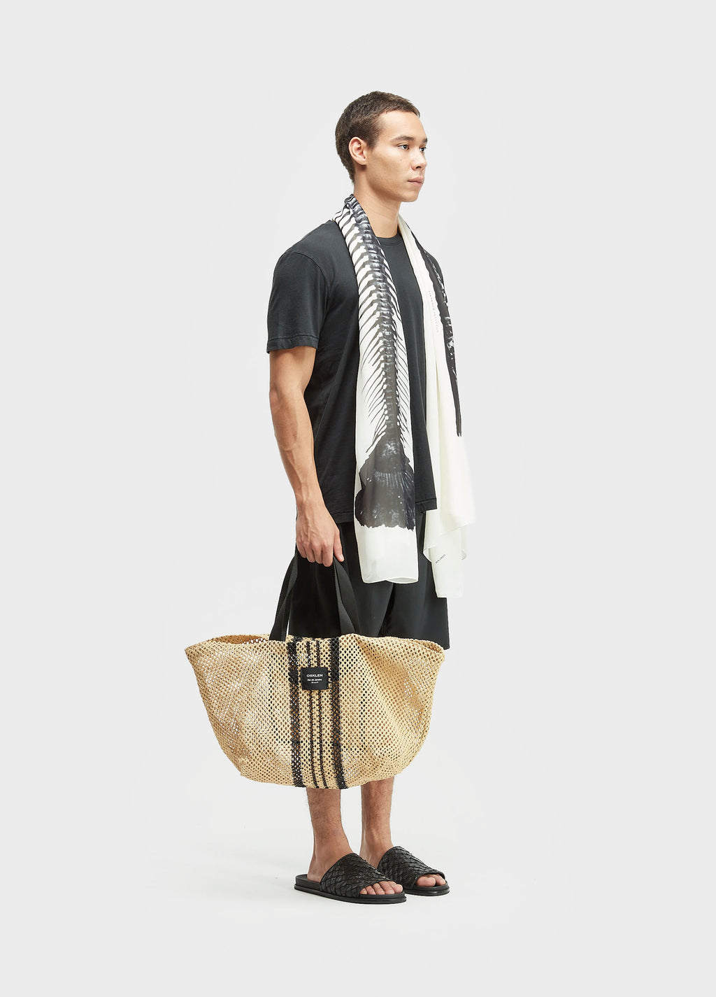 BOLSA TOTE TELA PRANCHAO NATURAL/PRETO