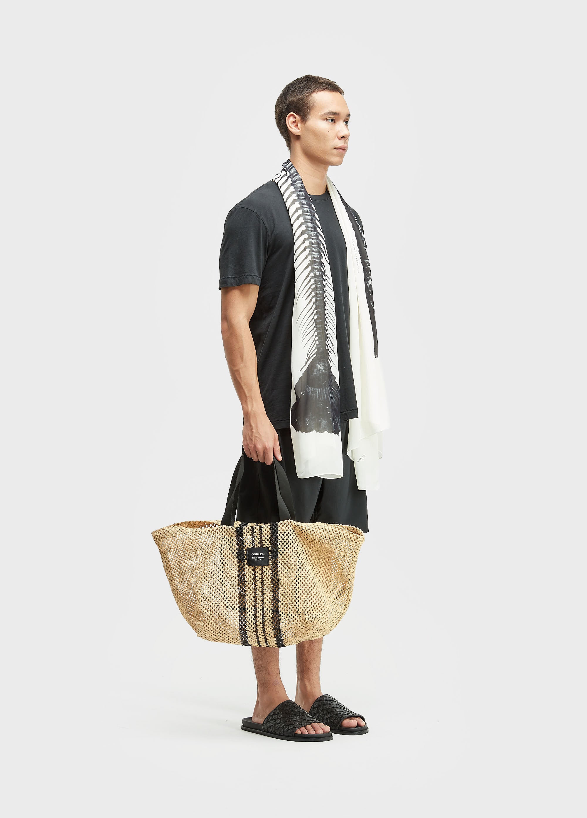 BOLSA TOTE TELA PRANCHAO NATURAL/PRETO