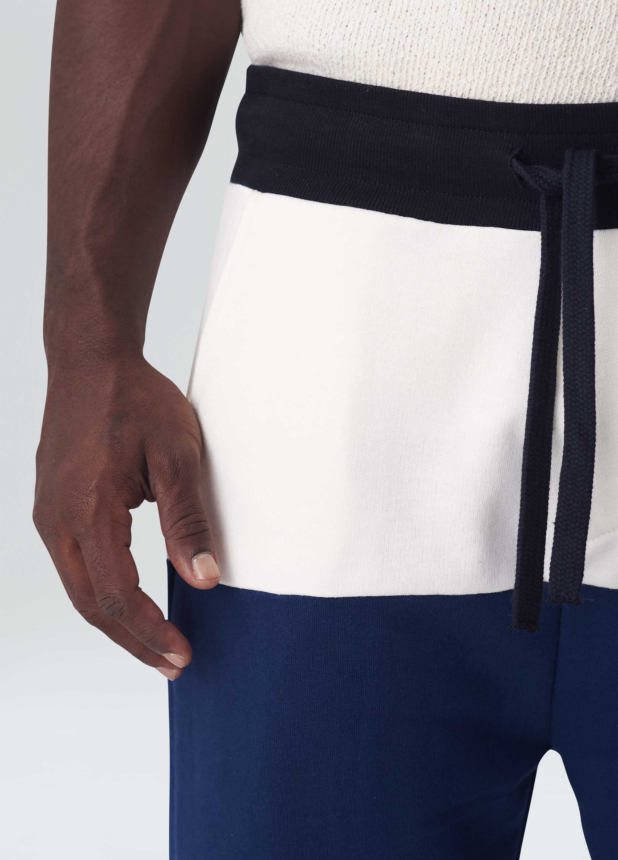 BERMUDA CASUAL MASC BICOLOR OFF-WHITE/MARINHO