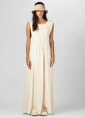 VESTIDO SLEEVELESS PREGAS AREIA