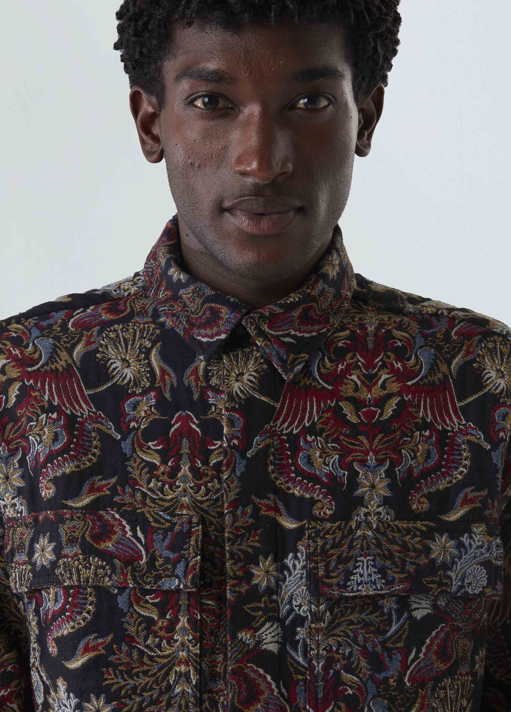 OVERSHIRT JACQUARD ORIGEM PRETO/VERMELHO