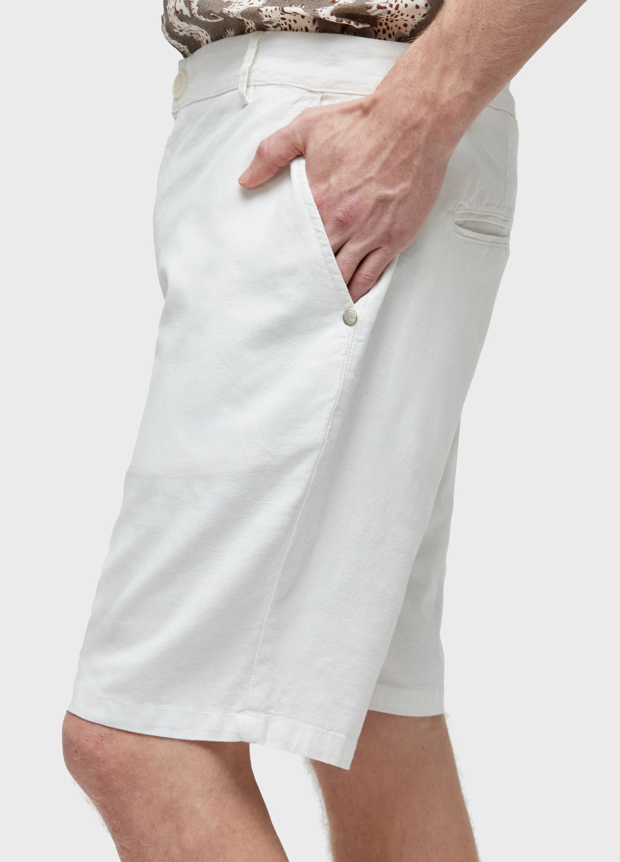 BERMUDA ALFAIATARIA BASIC LINEN BRANCO