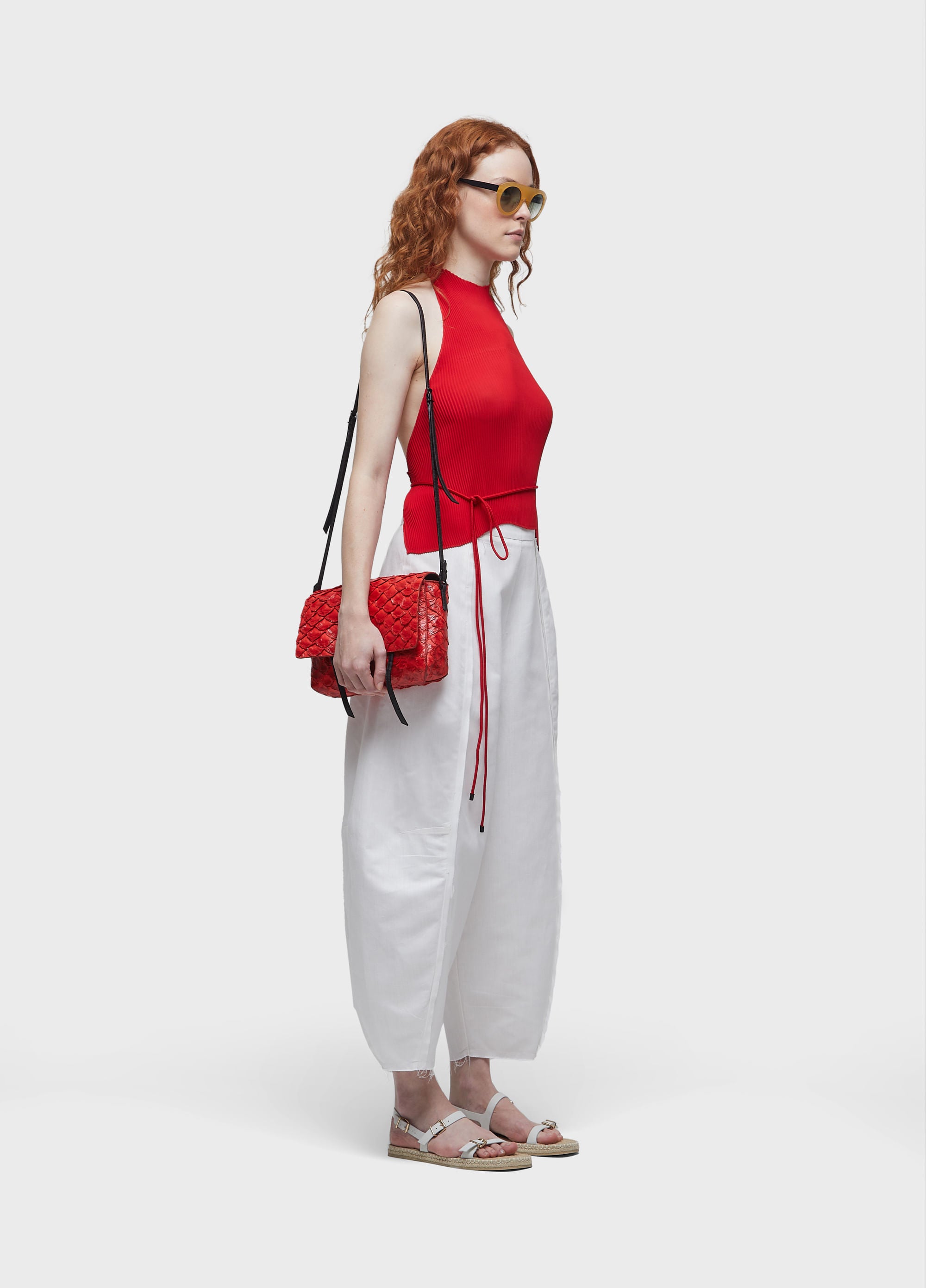 PIRARUCU FLAP SHOULDER BAG VERMELHO URUCUM/PRETO