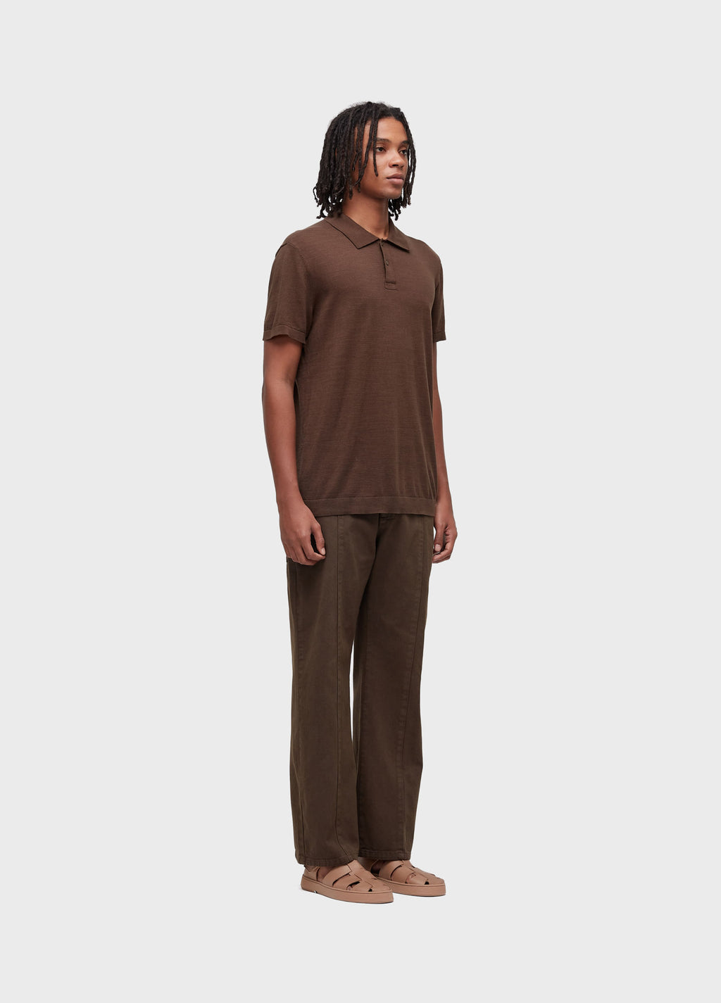 MENS CLASSIC COTTON POLO SHIRT MARROM NOZ