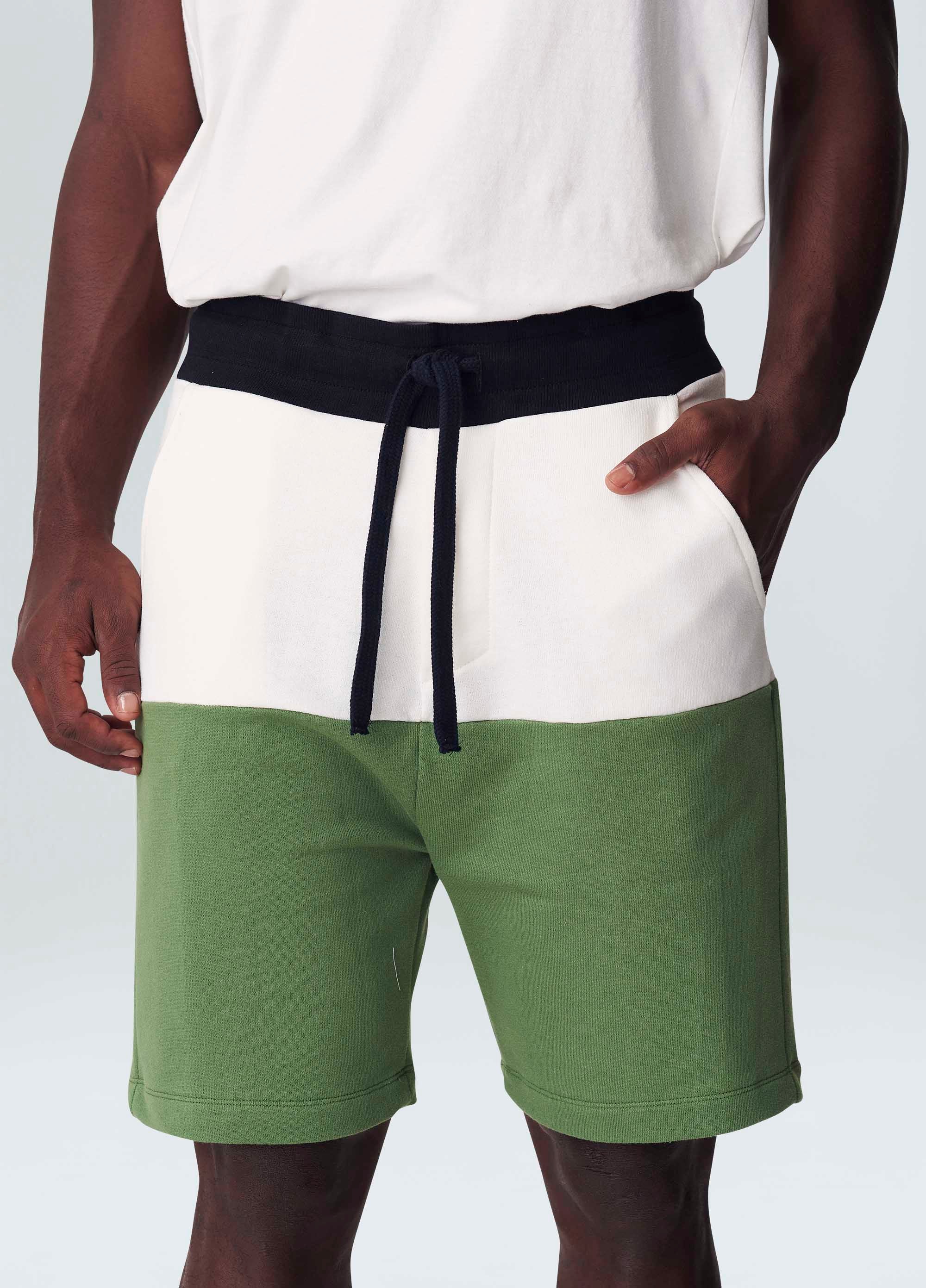 BERMUDA CASUAL MASC BICOLOR OFF-WHITE/VERDE CACTUS