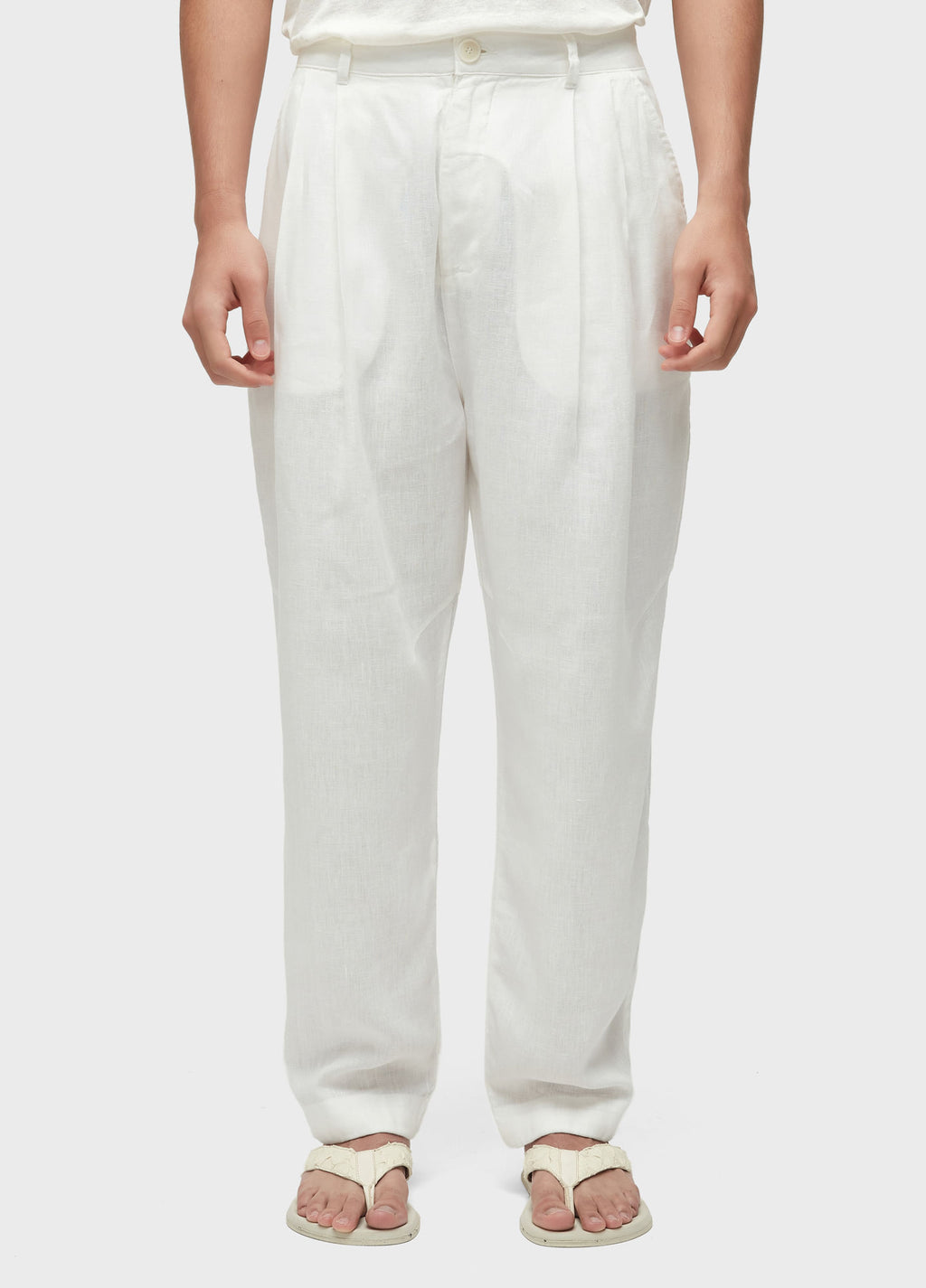 CALCA ALFAIATARIA SMOKING LINEN OFF-WHITE