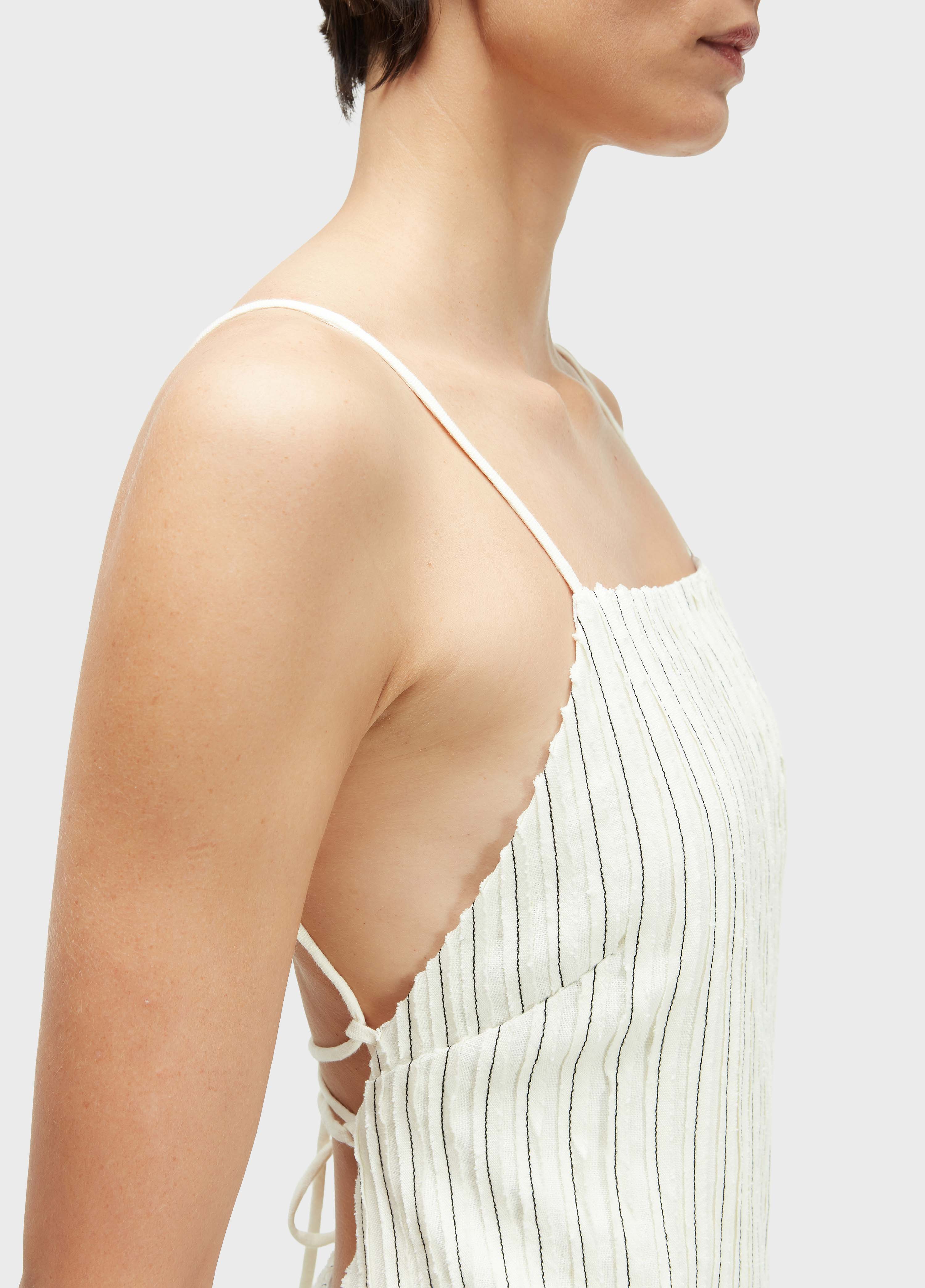 VESTIDO TIRAS SMOKING LINEN