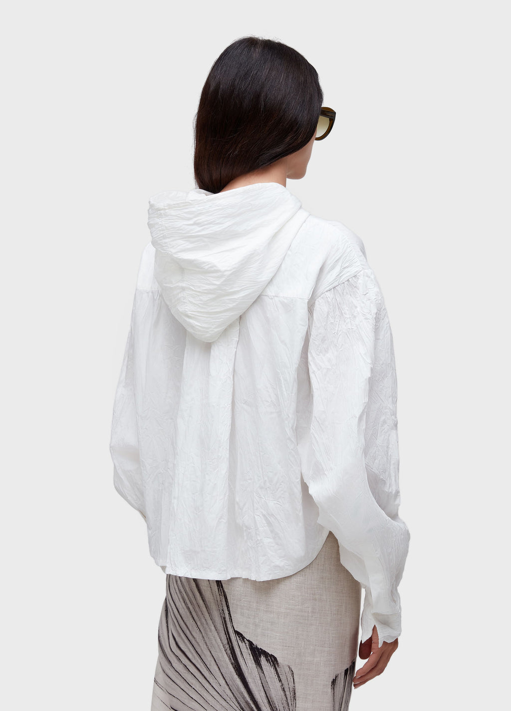 CAMISA CAPUZ CROPPED WRINKLE TRICOLINE