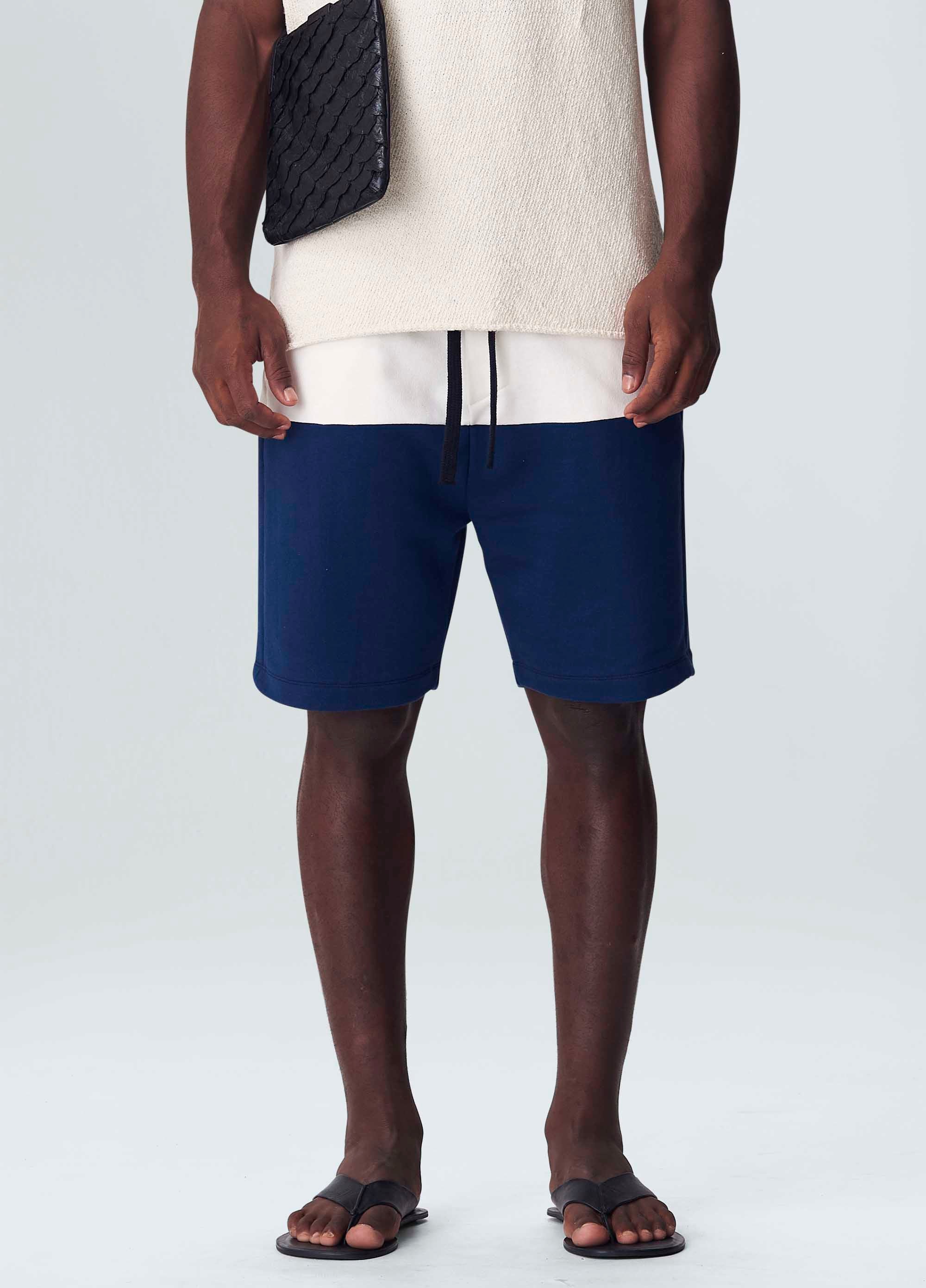 BERMUDA CASUAL MASC BICOLOR OFF-WHITE/MARINHO