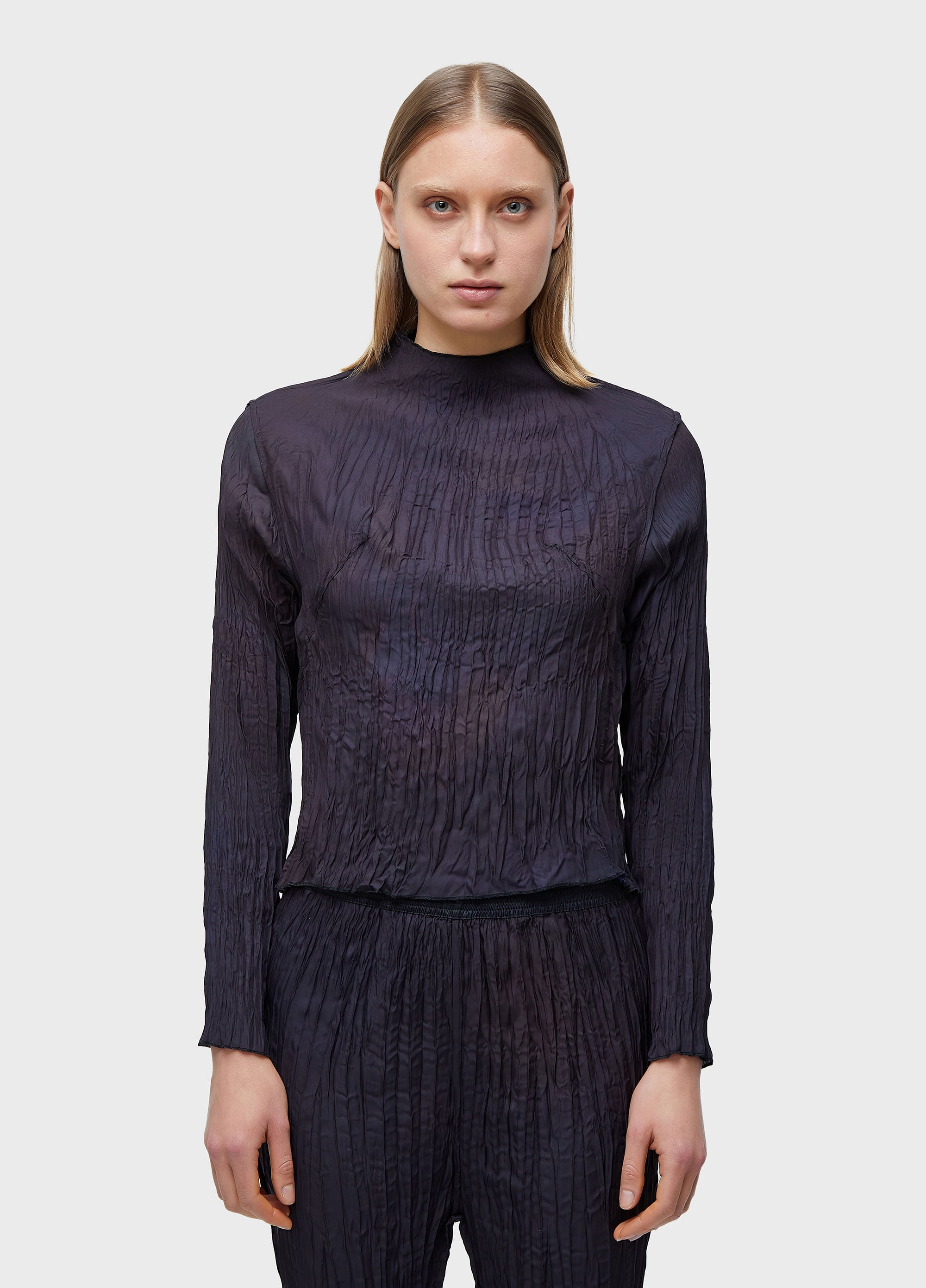 BLUSA ML WRINKLED SATIN ROSE BLUR DOUBLE