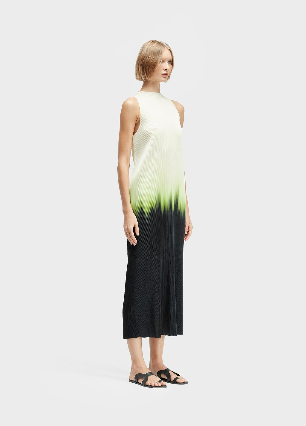 VESTIDO PLISSE BLURRED NEON