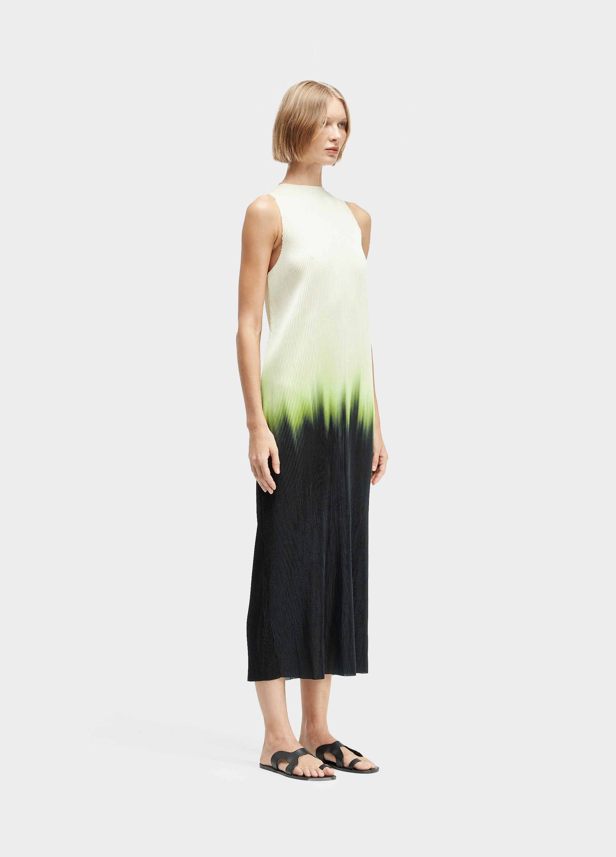 VESTIDO PLISSE BLURRED NEON
