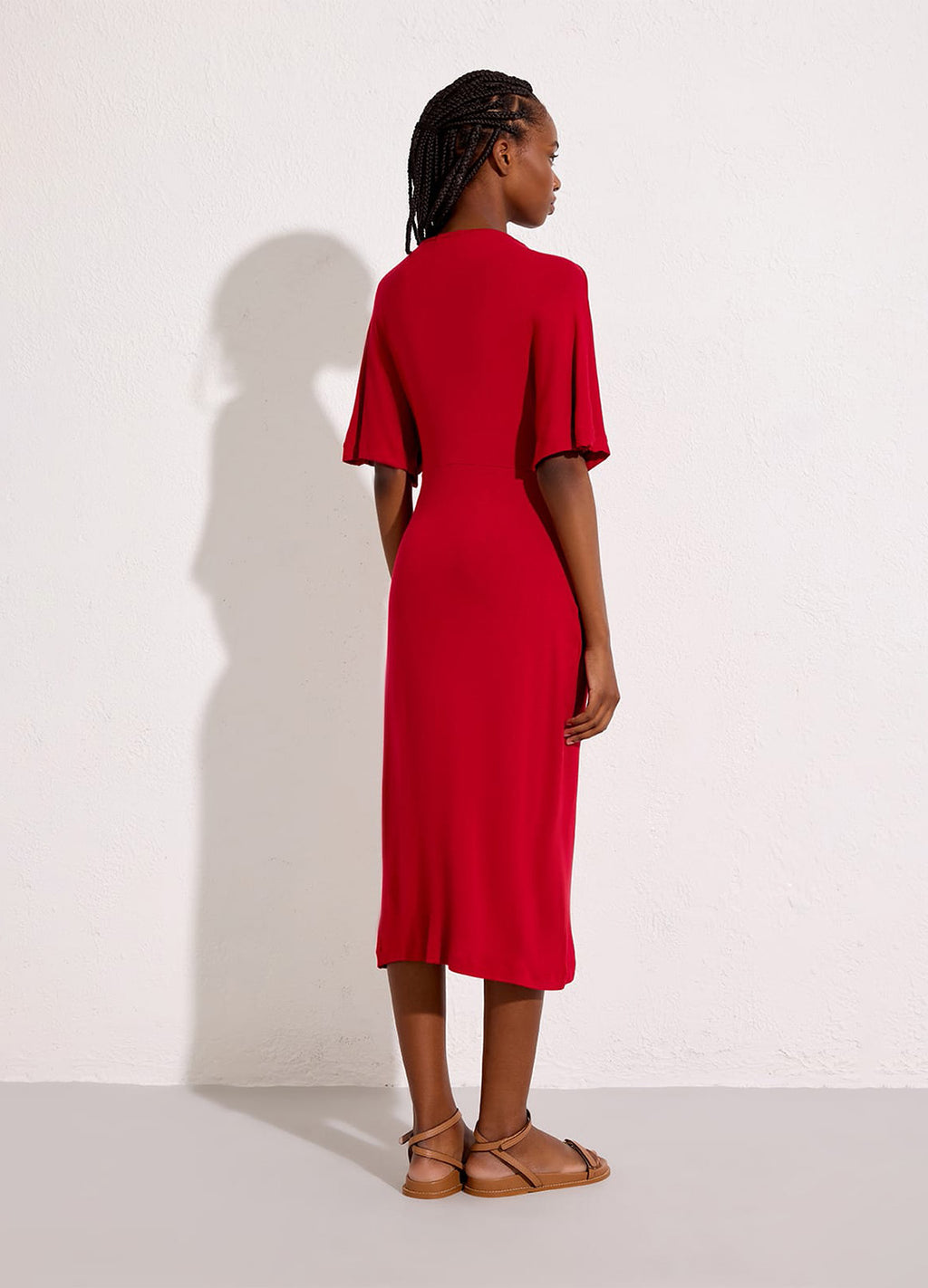 SAÍDA TORÇÃO MALHA TRICOT VERMELHO PÉTALA