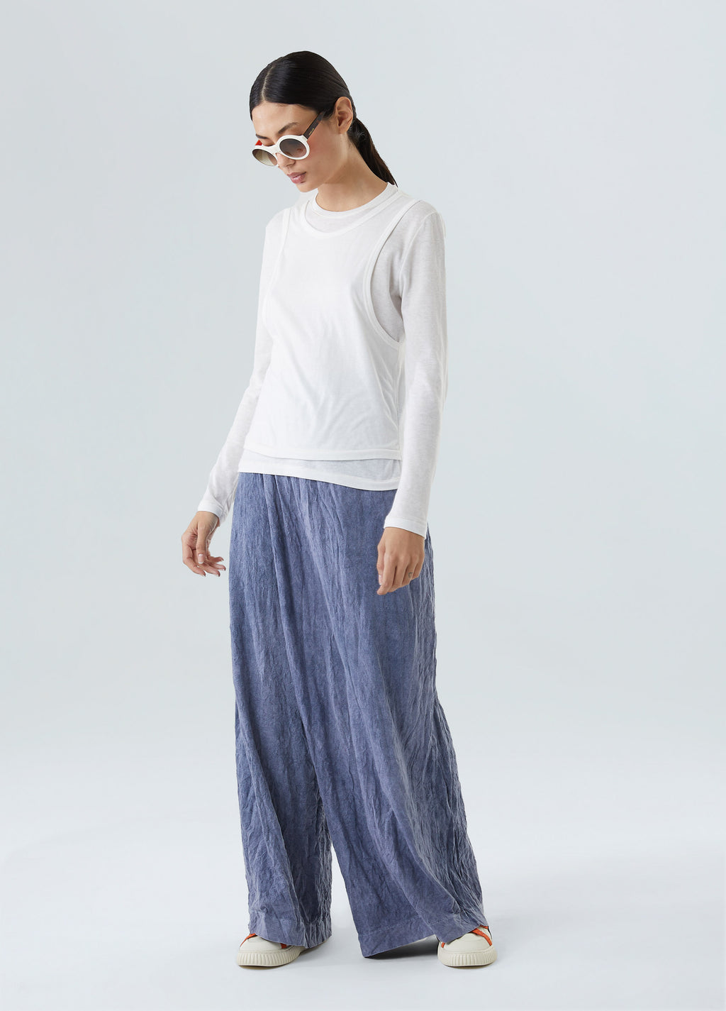 CALCA TRANSPASSADA WRINKLE MARMORIZADA MARINHO