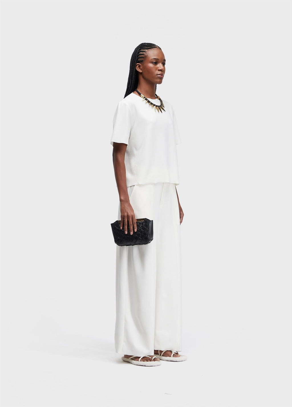 BLUSA FEM RECORTES TEXTURA OFF-WHITE