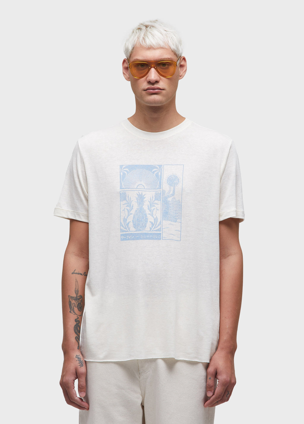 T-SHIRT LIGHT LINEN STAMP MC OFF-WHITE