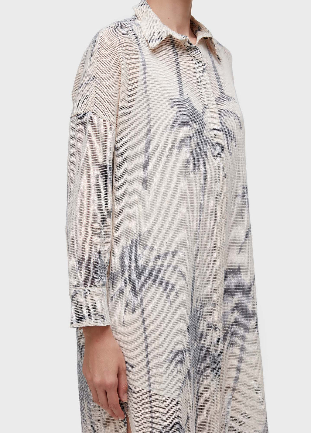 VESTIDO CHEMISE TELA COQUEIRO OFF-WHITE/PRETO