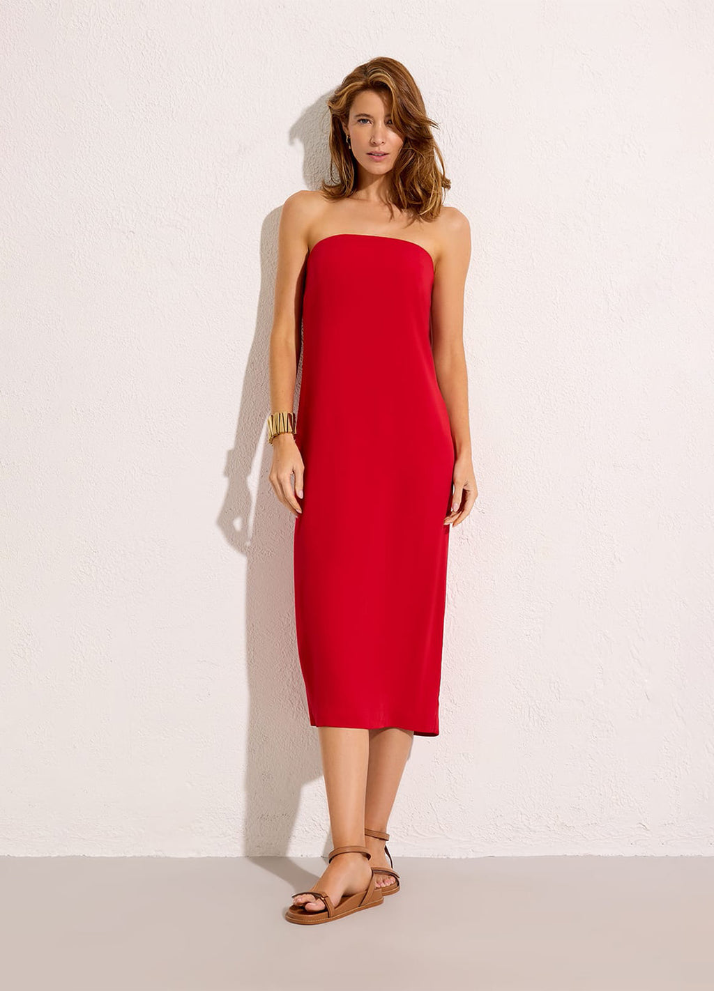 VESTIDO TUBO ALCA REMOVIVEL VERMELHO PETALA