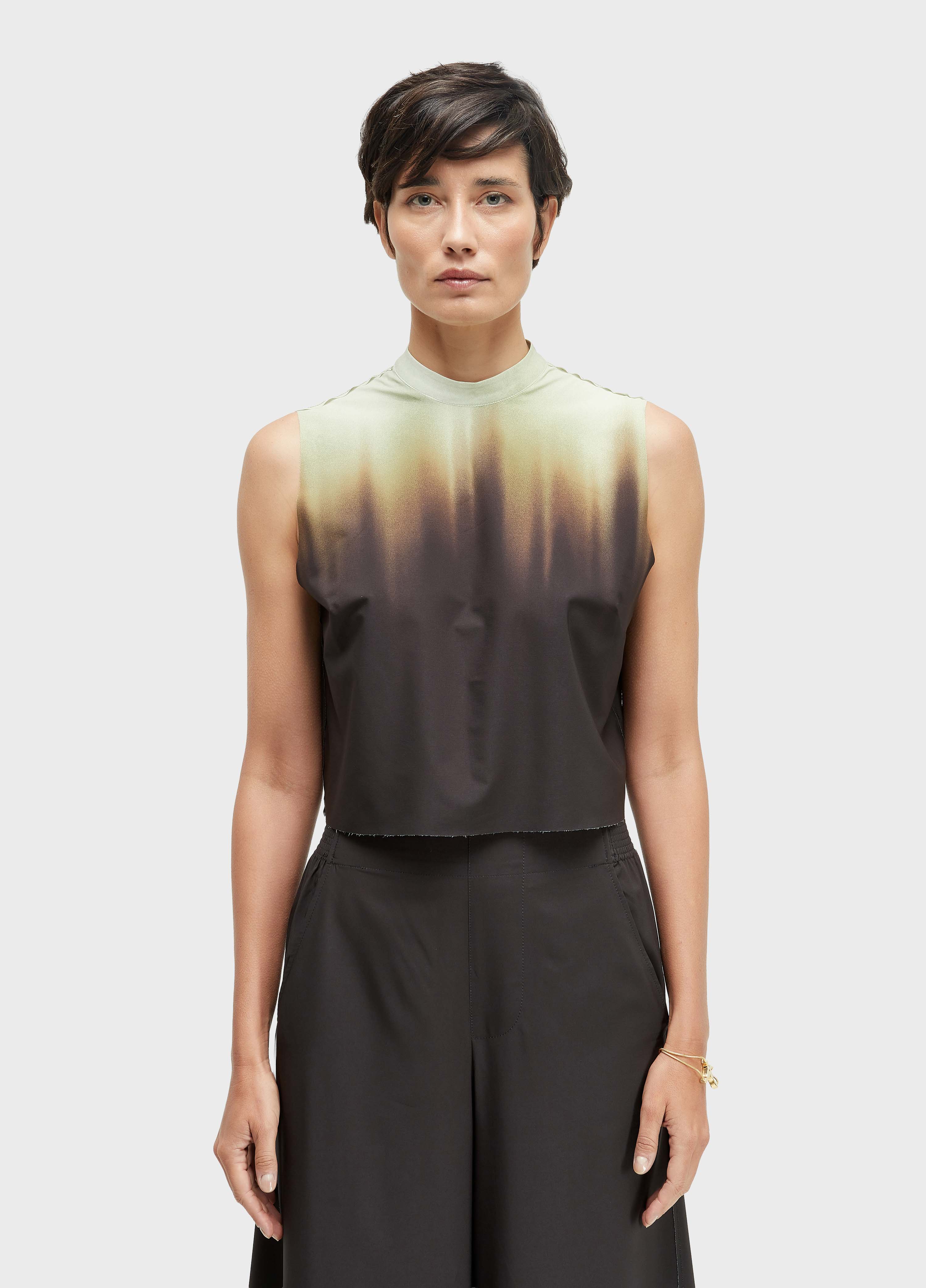 BLUSA CROPPED BLURRED BROWN SUPERLIGHT