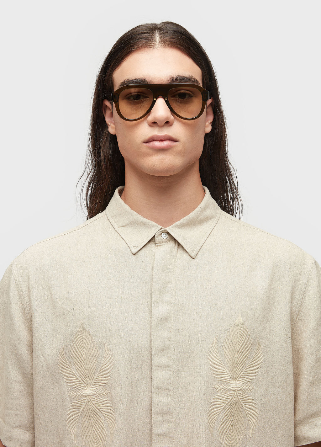 CAMISA LINEN BORDADO MC