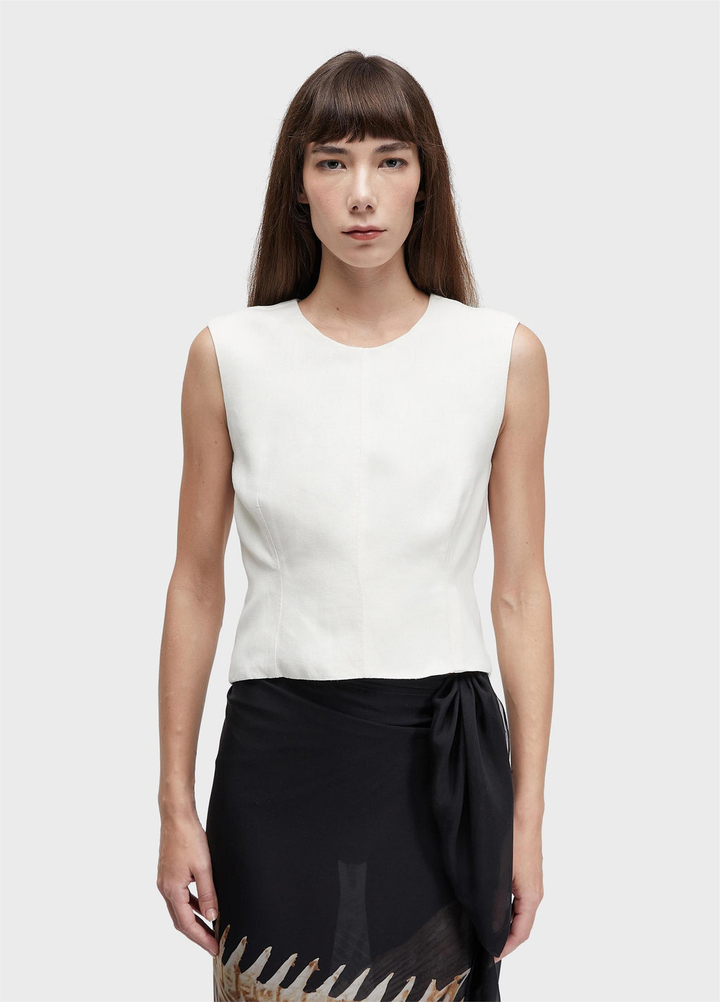 BLUSA SLEEVELESS PESPONTOS LINEN