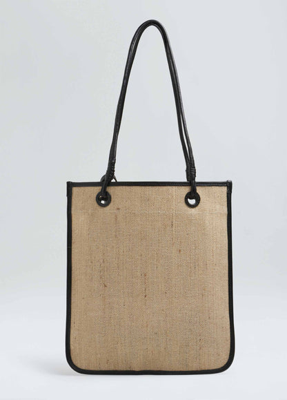 BOLSA TOTE FLAT COURO JUTA ECO