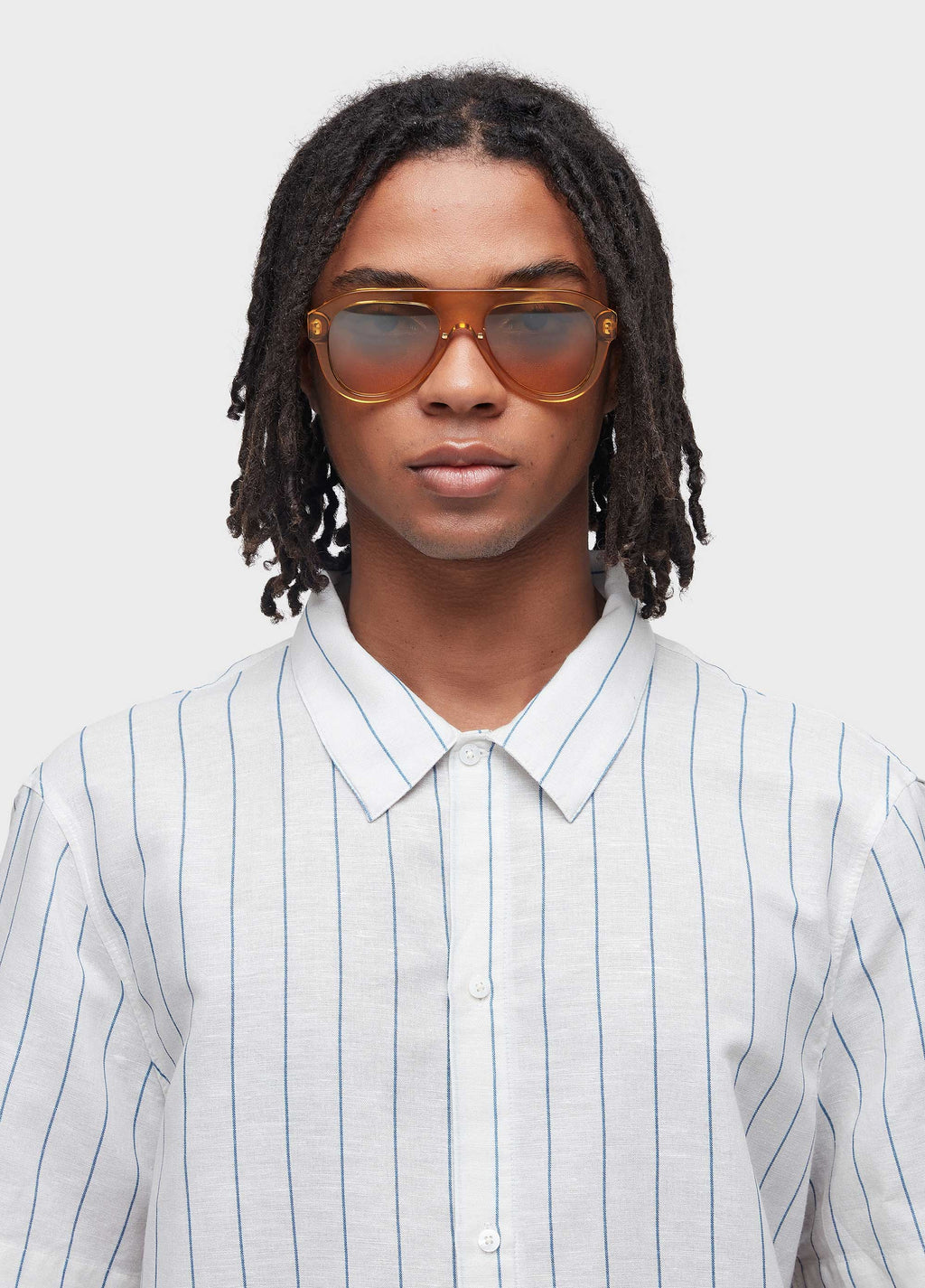 CAMISA BLEU STRIPES MC OFF-WHITE/AZUL