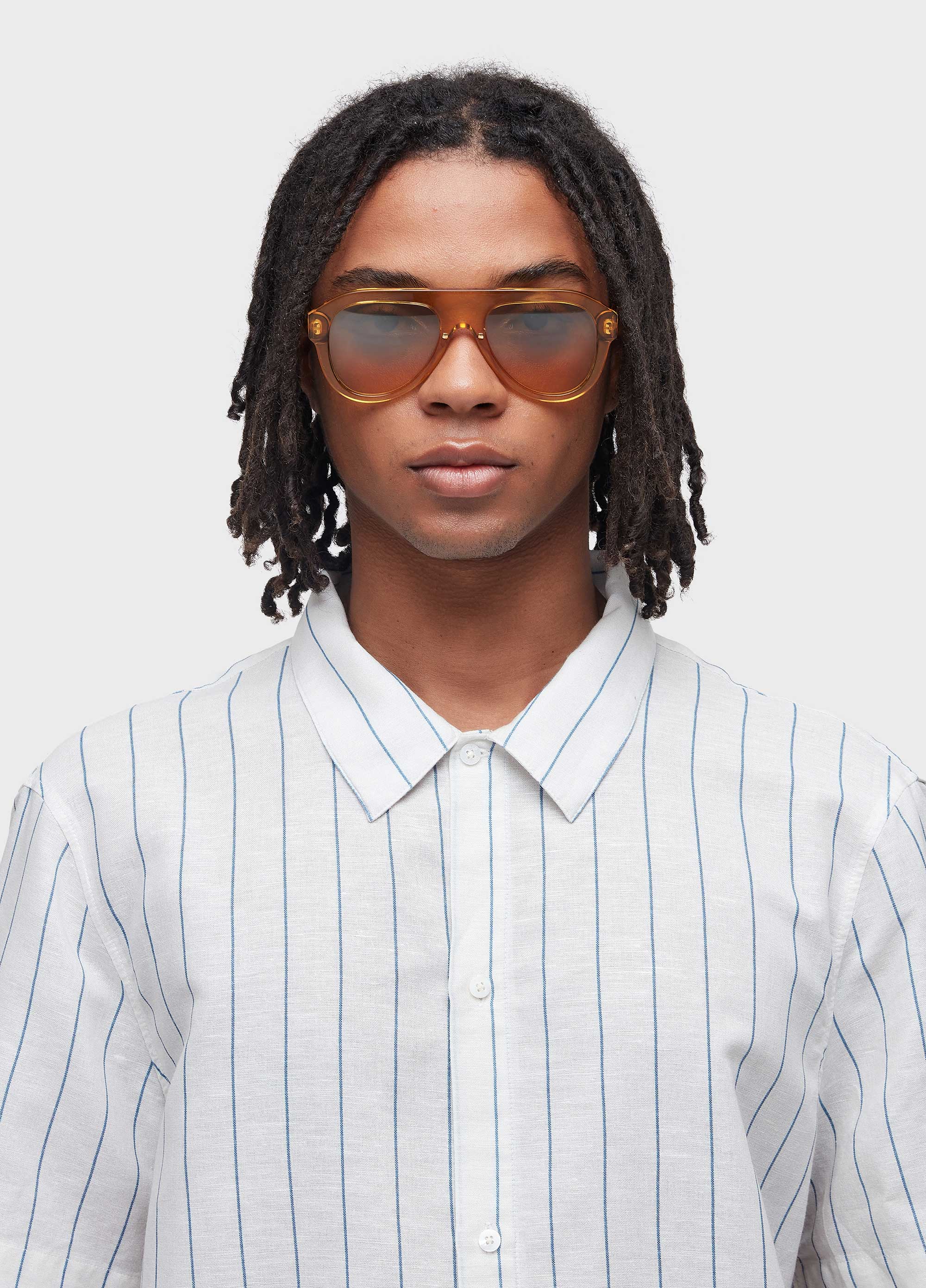 CAMISA BLEU STRIPES MC OFF-WHITE/AZUL