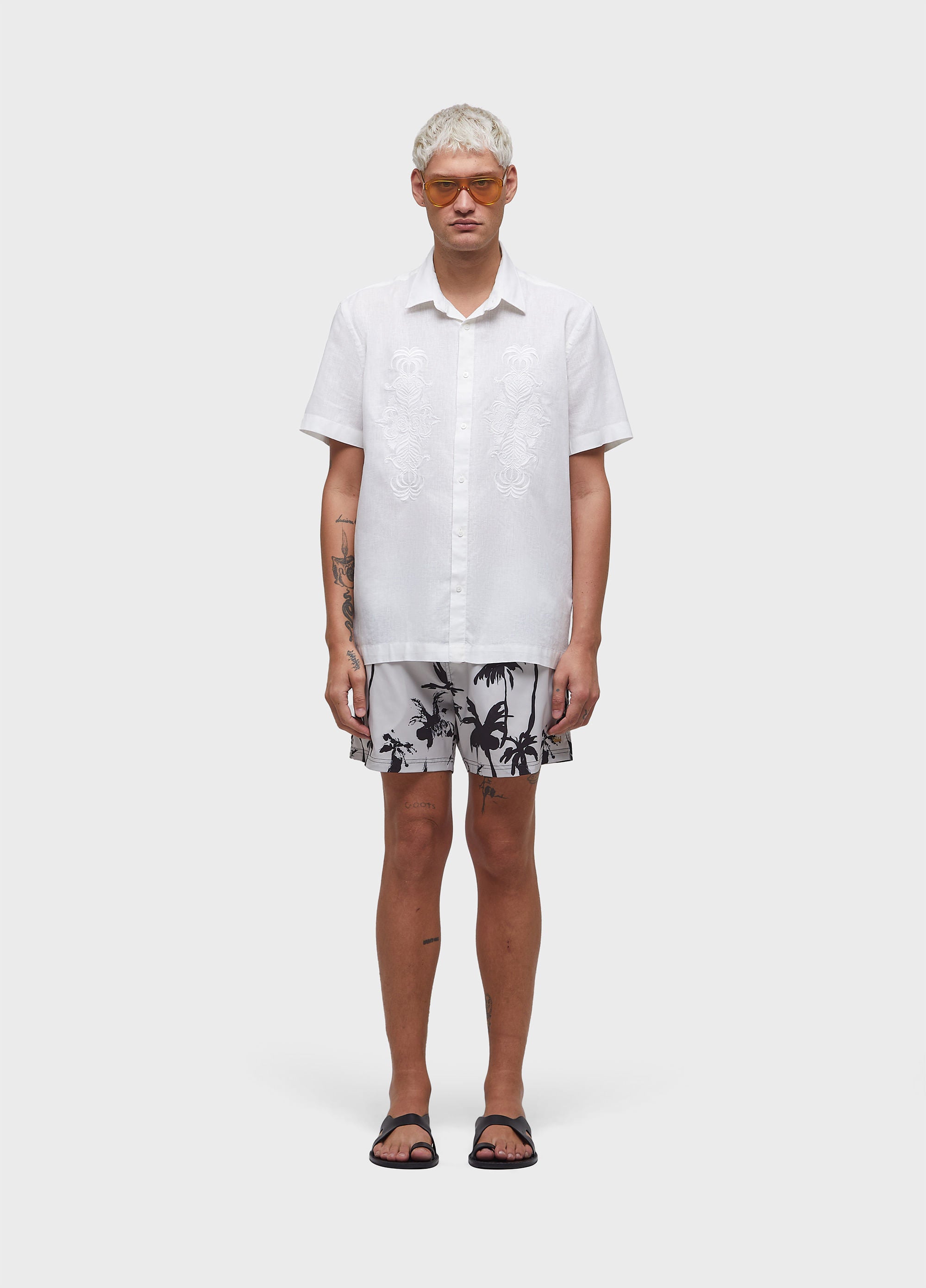 BEACH SHORT AQUAONE RORSCHACH OFF-WHITE/PRETO