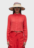 CAMISA CROPPED LINHO RECICLADO VERMELHO PITANGA