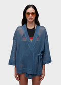 KIMONO TELA MIXED FABRICS AZUL MAR
