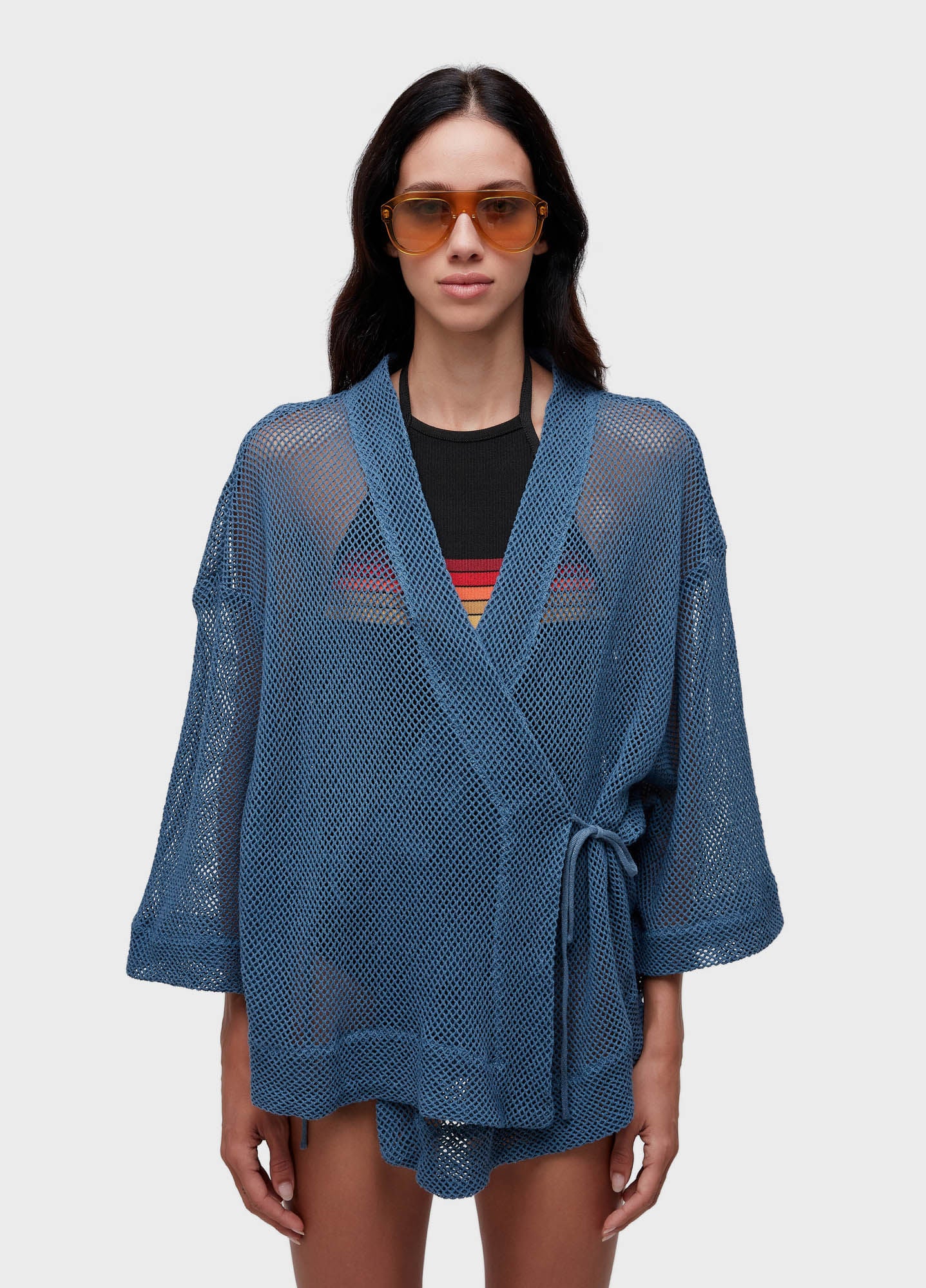 KIMONO TELA MIXED FABRICS AZUL MAR