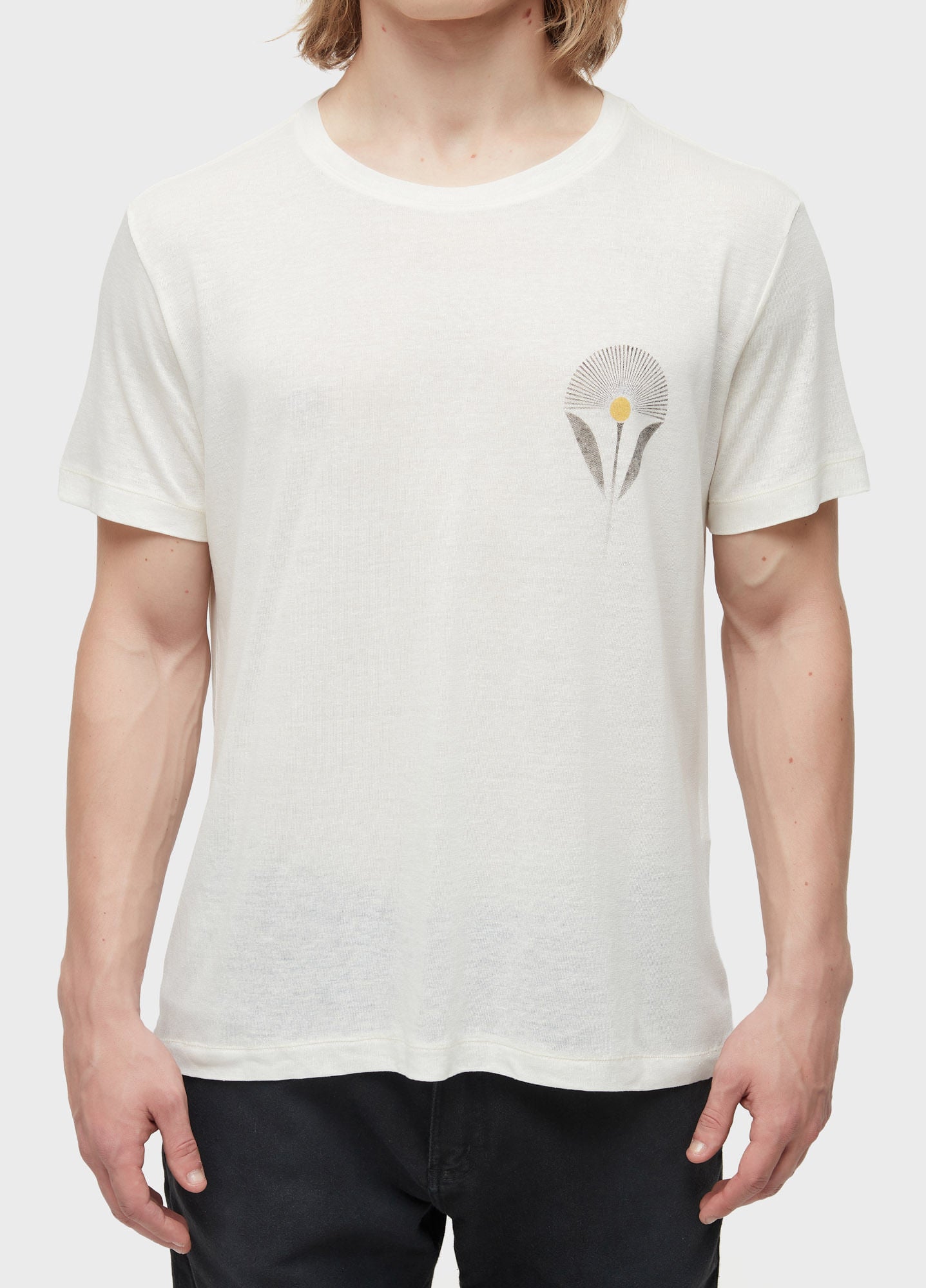 T-SHIRT LIGHT LINEN FLOWER SUN MC OFF-WHITE