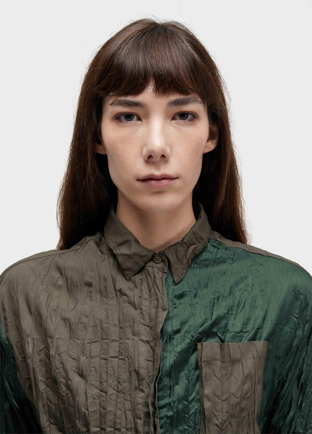 JAQUETA WRINKLED SATIN + TRICOLINE