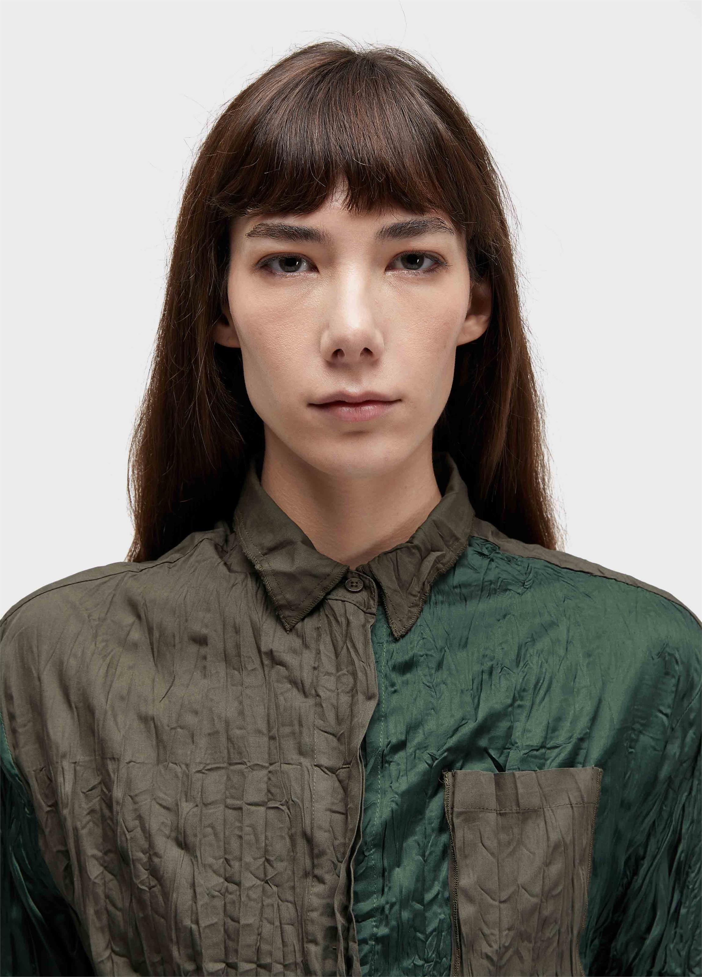 JAQUETA WRINKLED SATIN + TRICOLINE