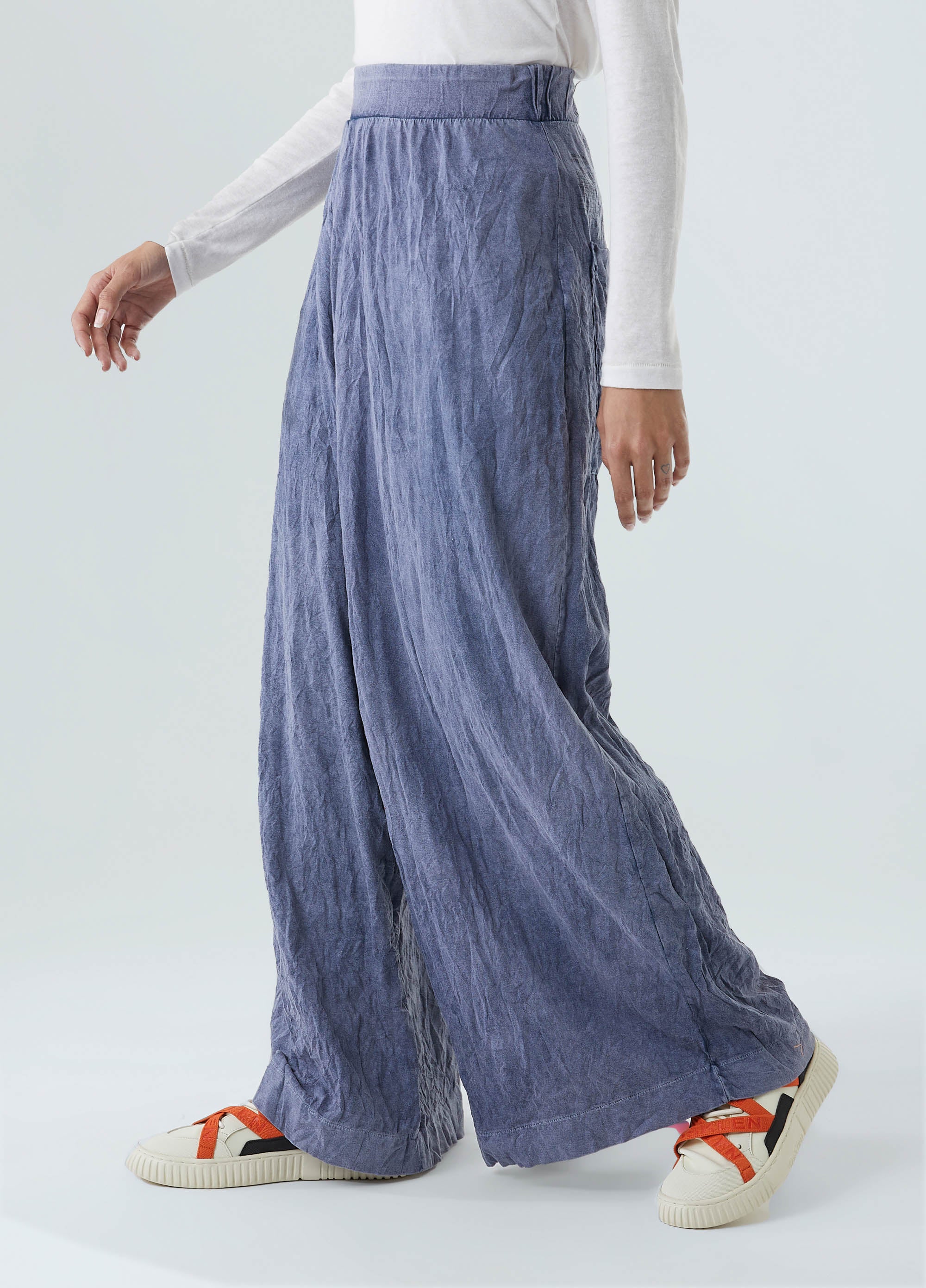 CALCA TRANSPASSADA WRINKLE MARMORIZADA MARINHO