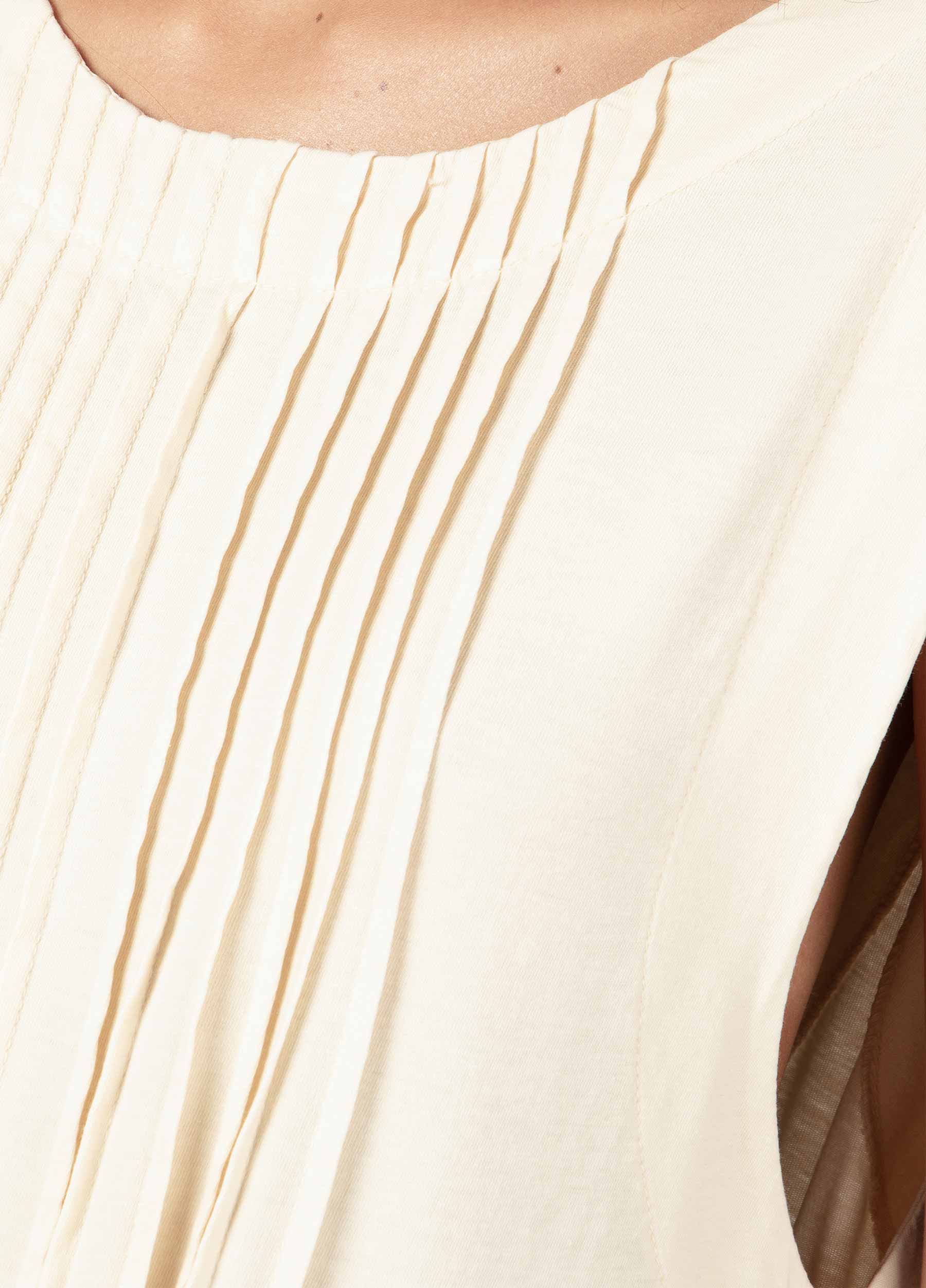 VESTIDO SLEEVELESS PREGAS AREIA