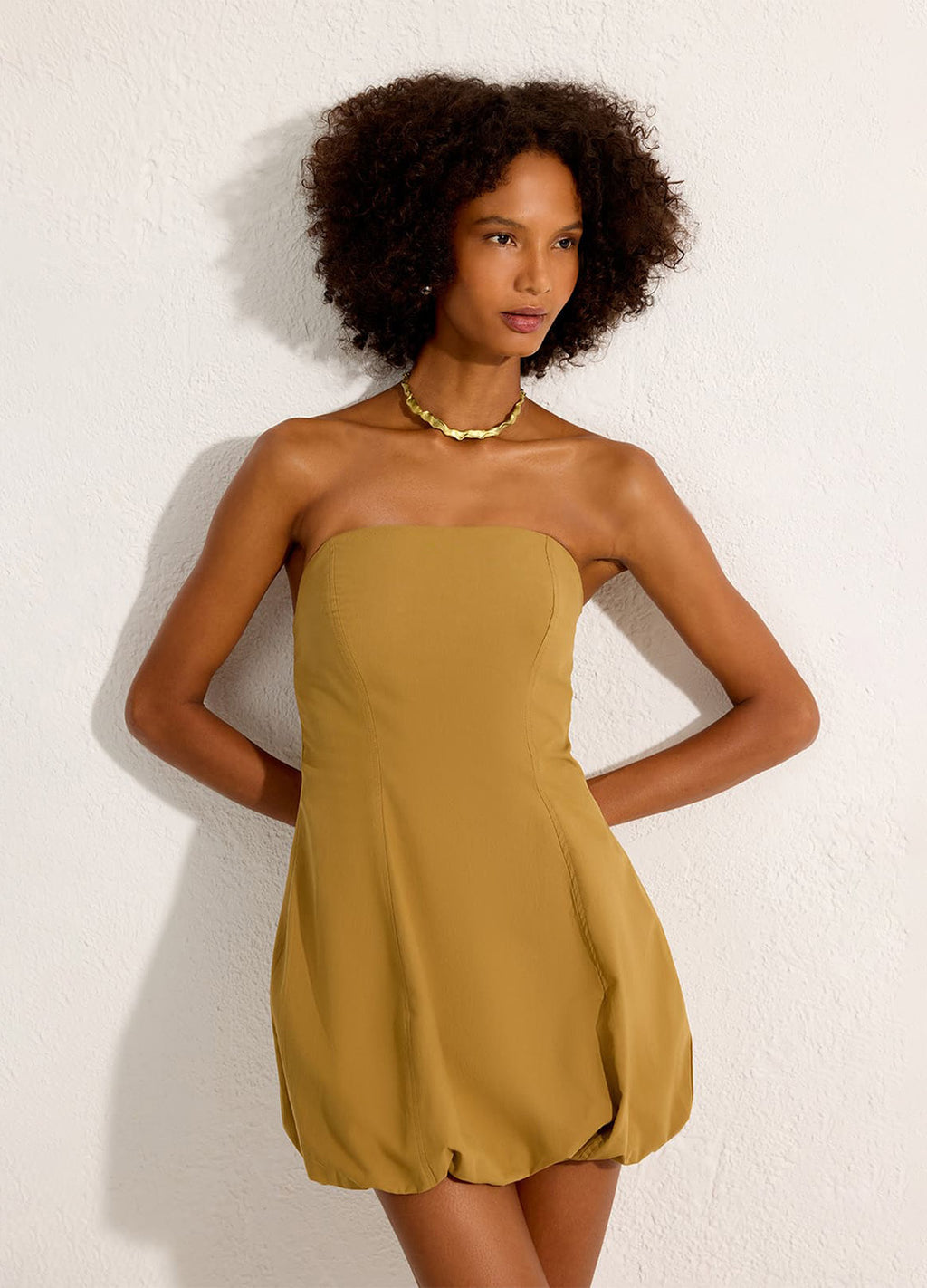 VESTIDO SEM ALCA BEGE SEMENTE