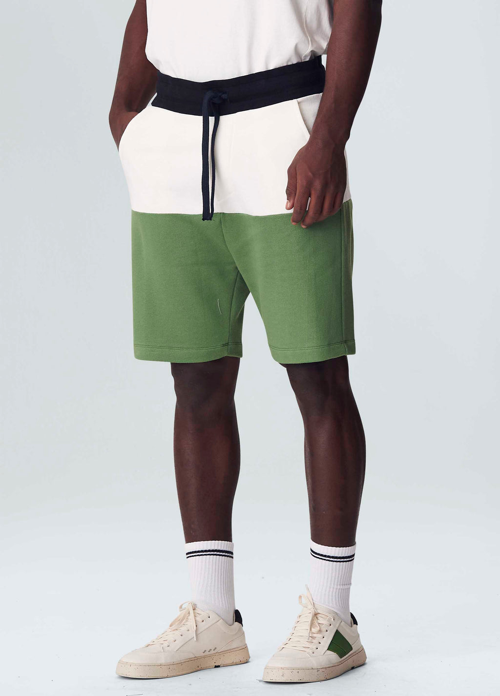 BERMUDA CASUAL MASC BICOLOR OFF-WHITE/VERDE CACTUS