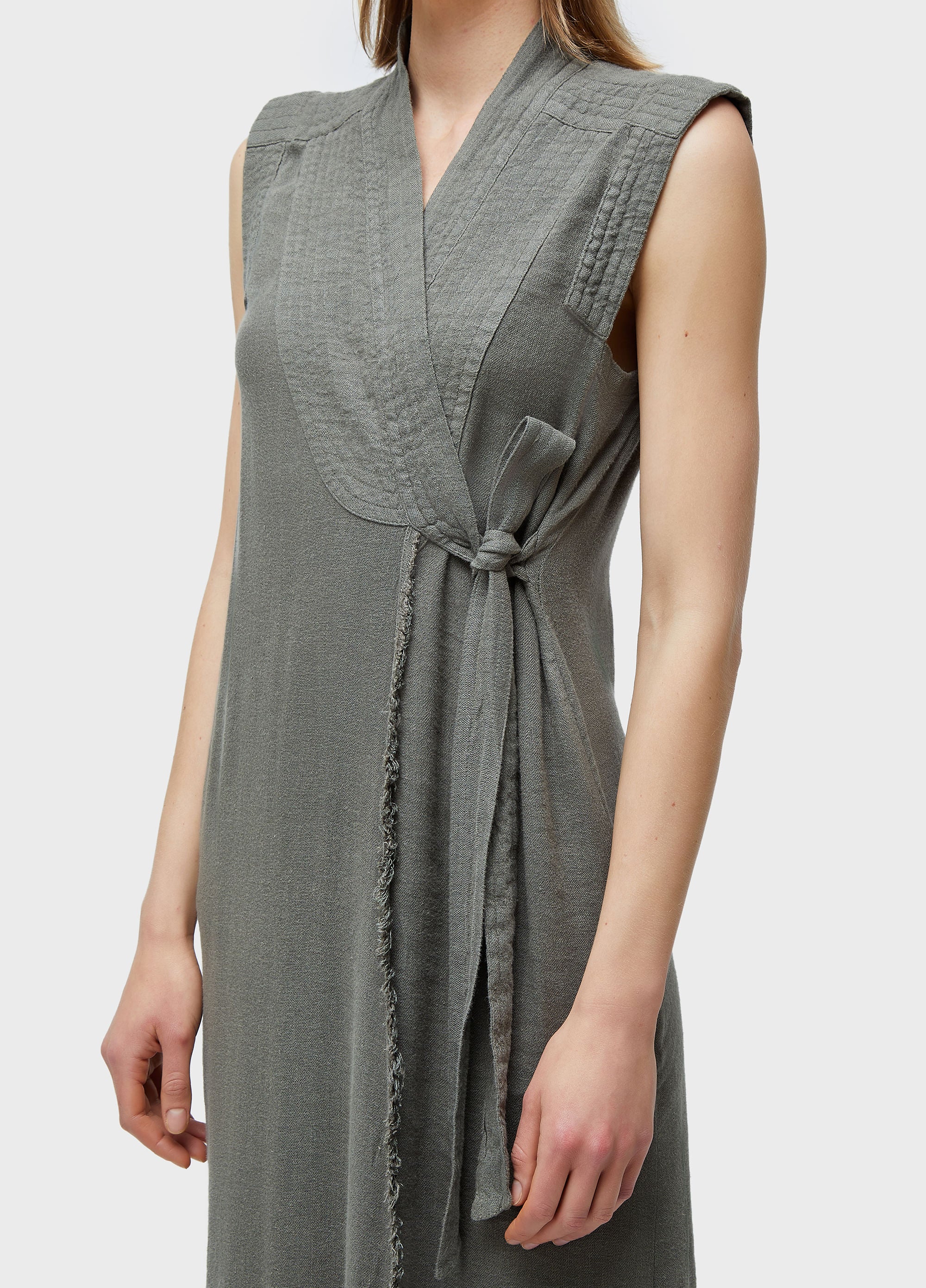 VESTIDO AMARRACAO LINHO RECICLADO FOREST