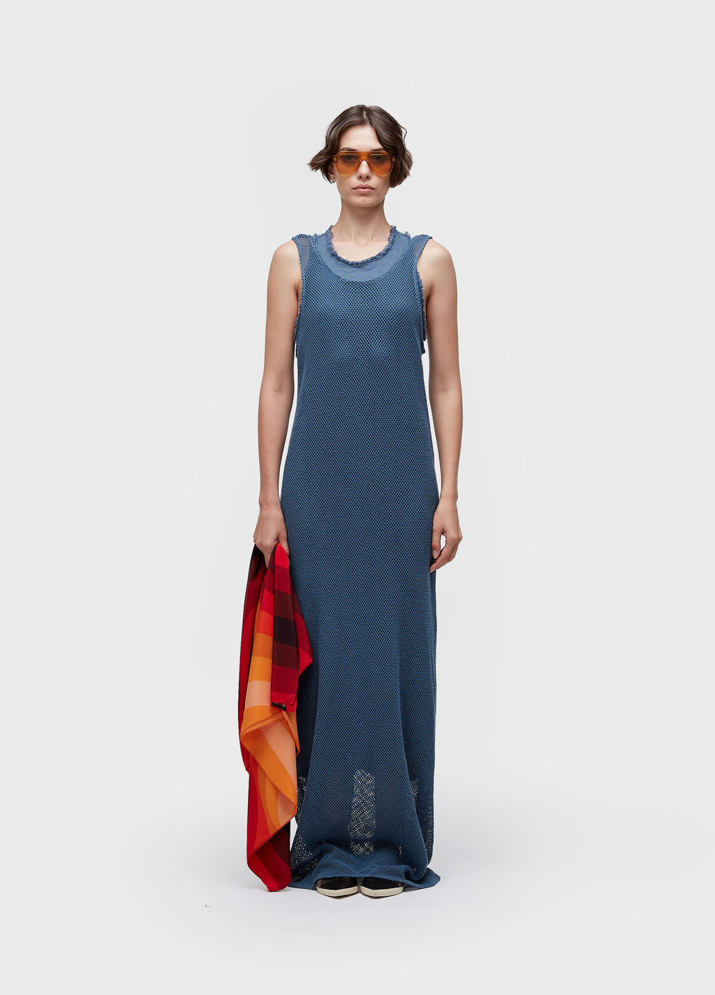 VESTIDO REGATA MIXED FABRICS AZUL MAR