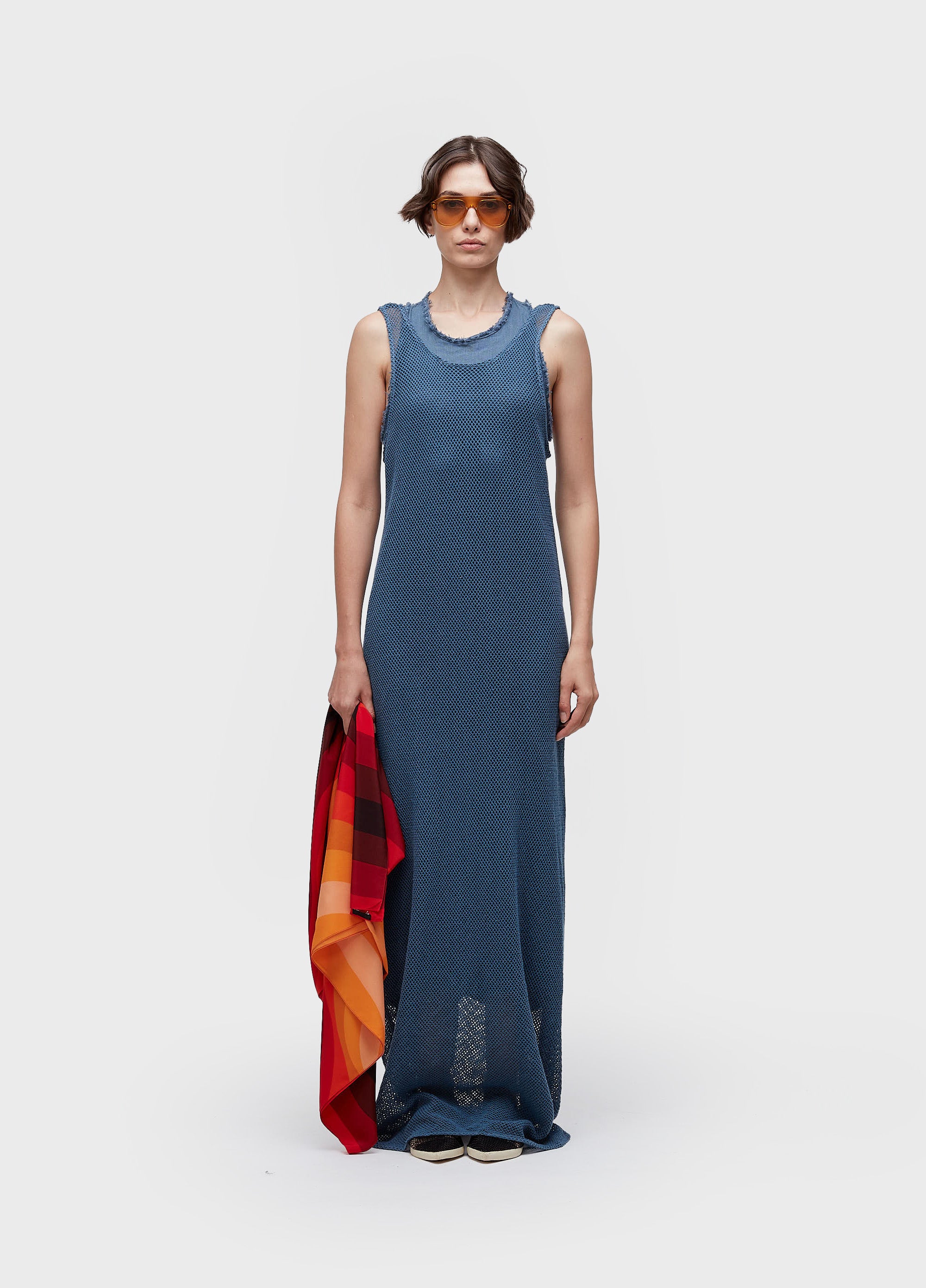 VESTIDO REGATA MIXED FABRICS AZUL MAR