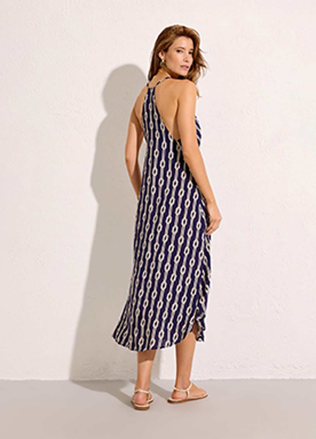 VESTIDO RECORTE FRANZIDO NÁUTICA